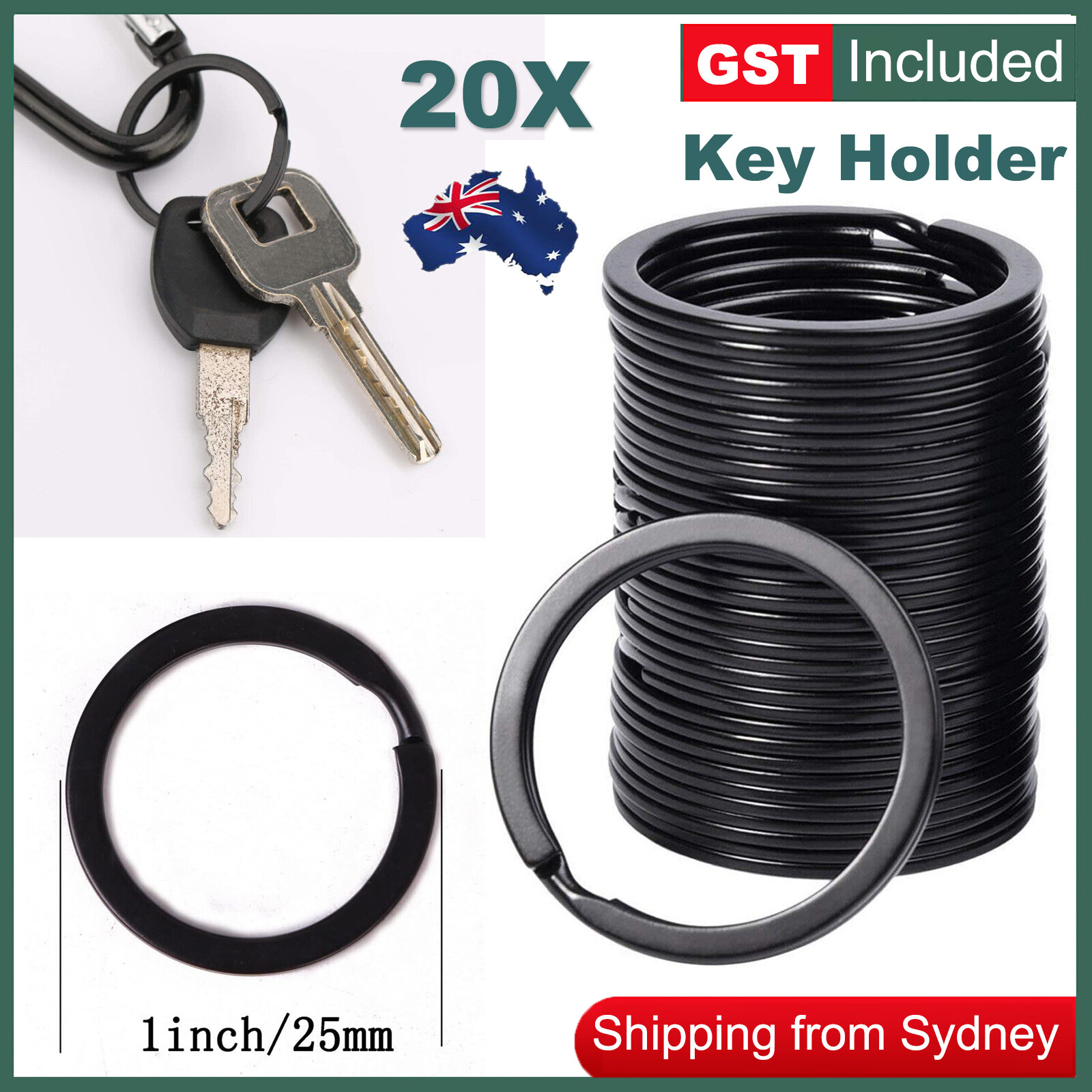 20Pcs 25mm Stainless Steel Keys Holder Split Scuba Rings Keyring Keychain Keyfob