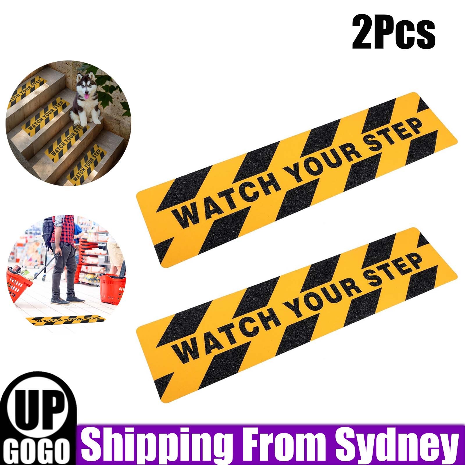 2Pcs 6 24 Watch Your Step Warning Sticker Adhesive Abrasive Floor Caution Safety