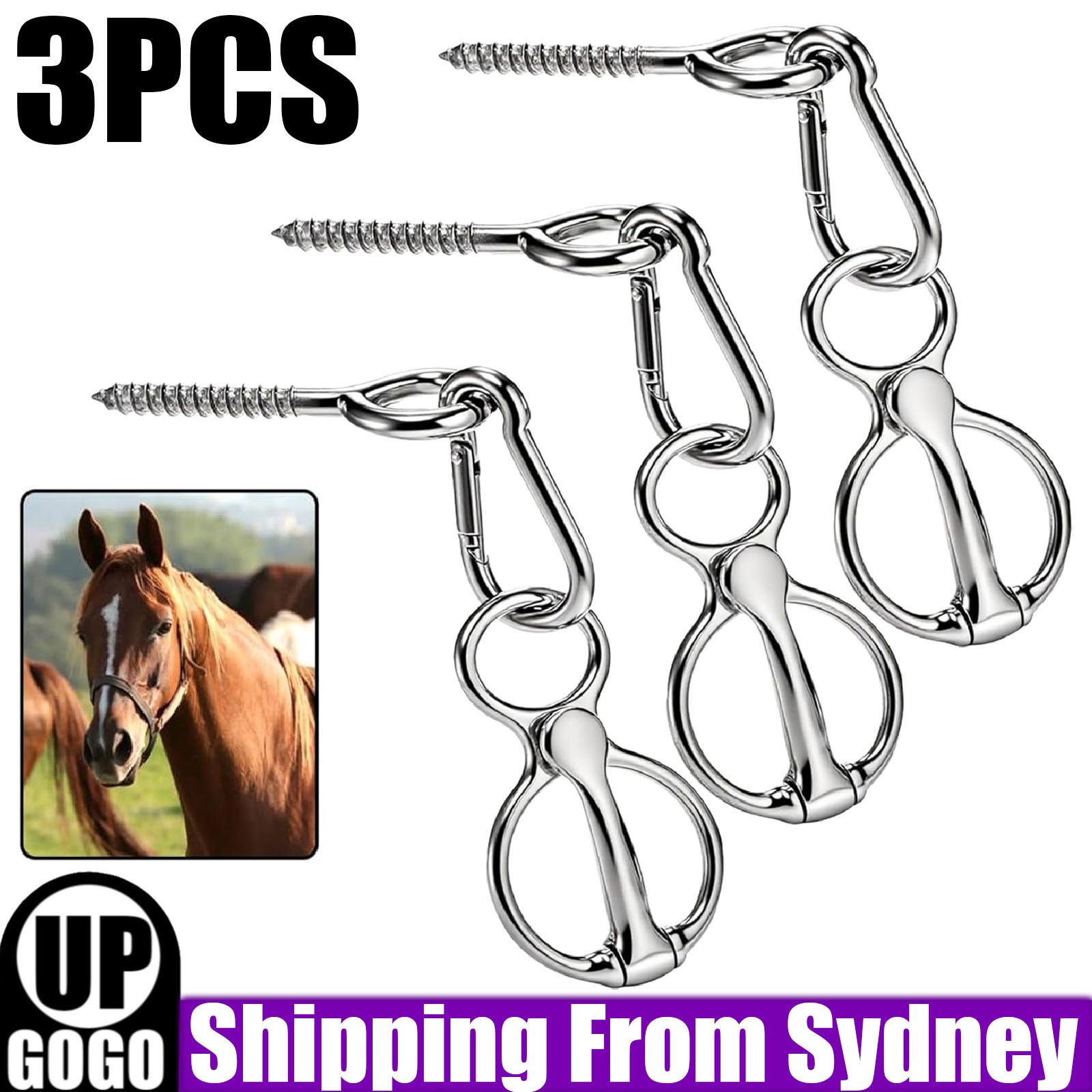 3PCS Horse Tie Ring Heavy Duty Stainless Steel Training Equipment Other