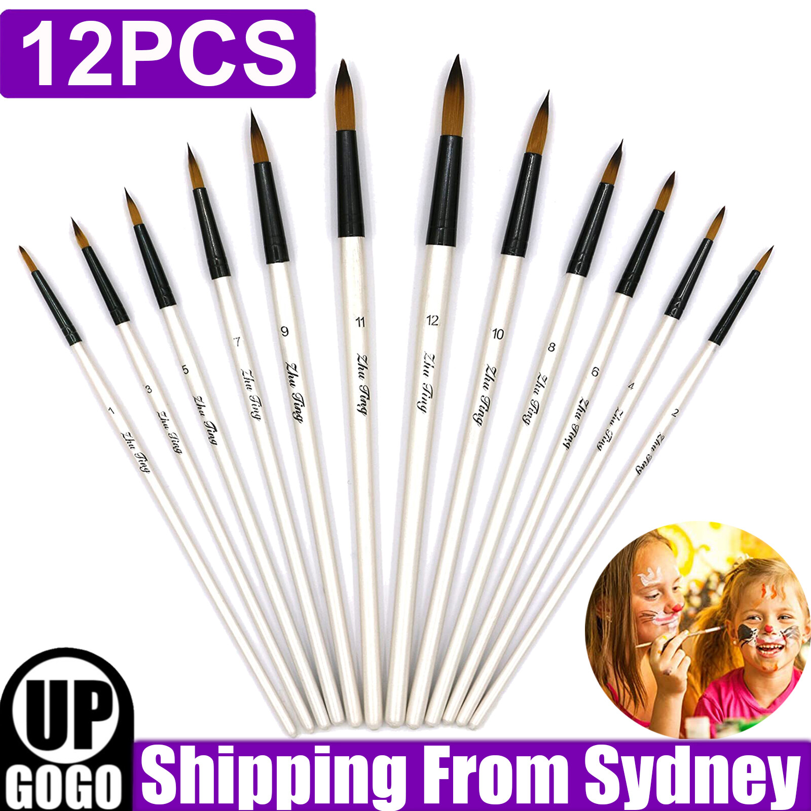12pcs Art Paint Brush Set Nylon Hair Watercolor Acrylic Oil Painting Brushes as