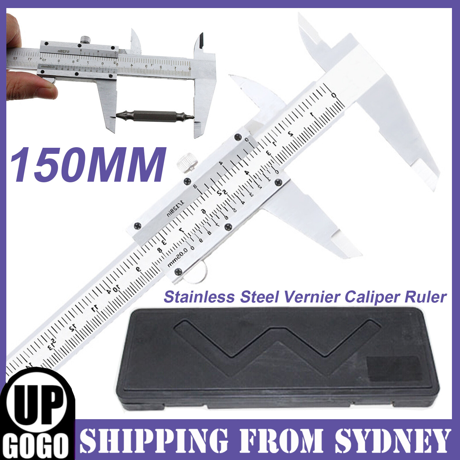 6 150mm Stainless Steel Vernier Caliper Micrometer Measuring Tool Gauge Ruler