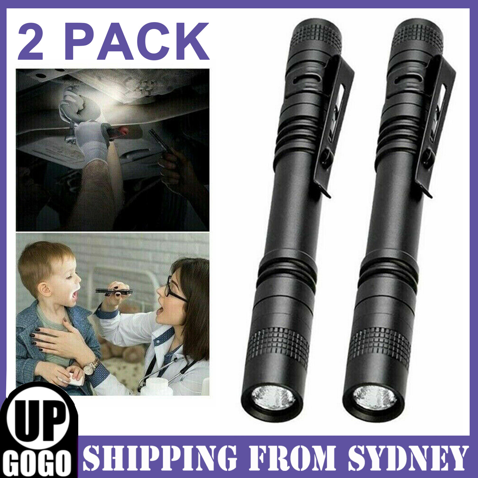 2x Mini Light Pen Micro Tiny Penlight Small LED Torch Tactical Flashlight Bright