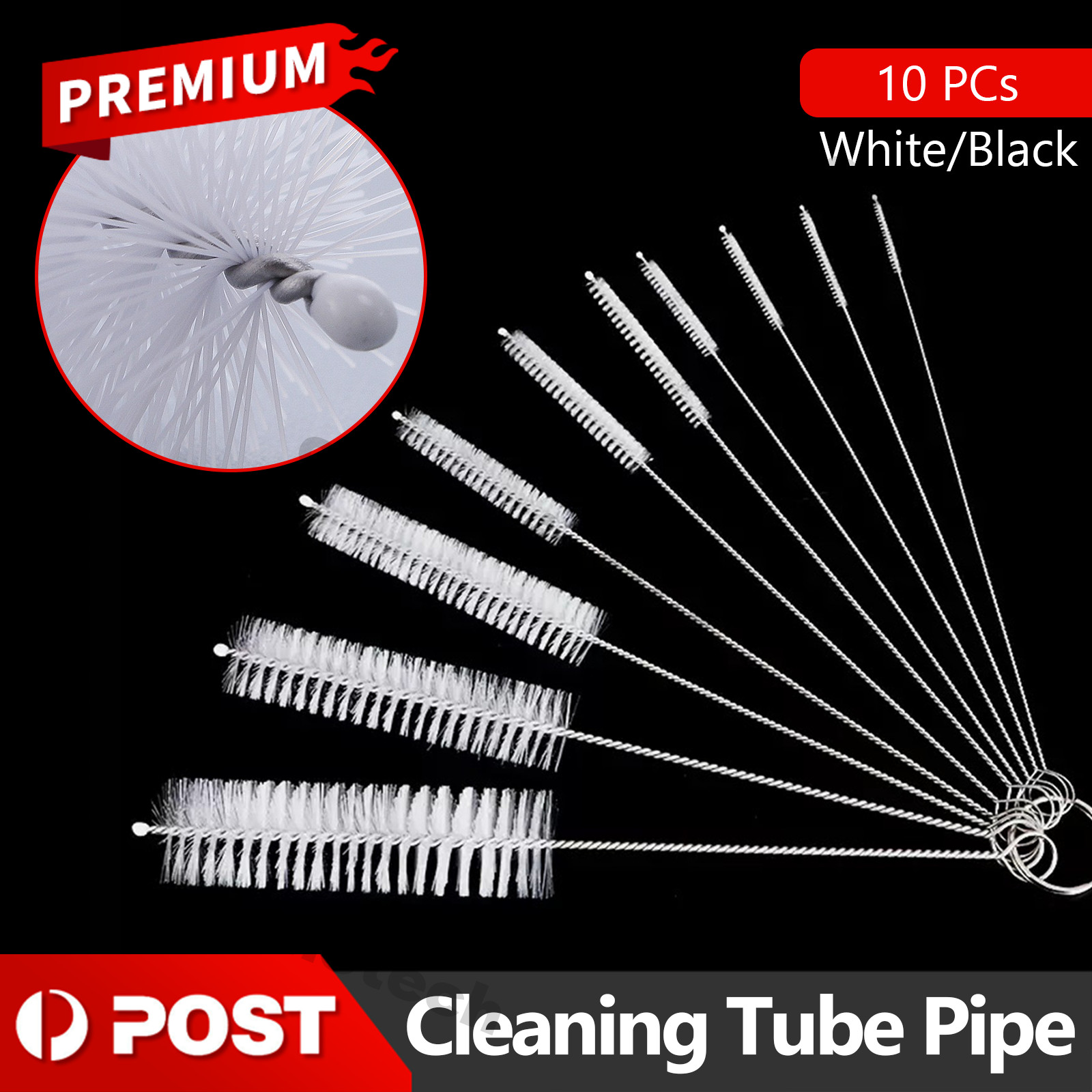 10Pcs Nylon Reusable Straw Brush Cleaner Bottle Small Long Cleaning Tube Pipe AU