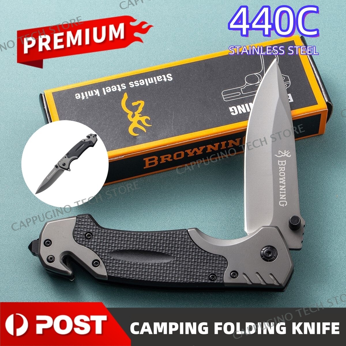 Browning Knife Folding Opening Pocket Hunting Camping Survival Fishing Black