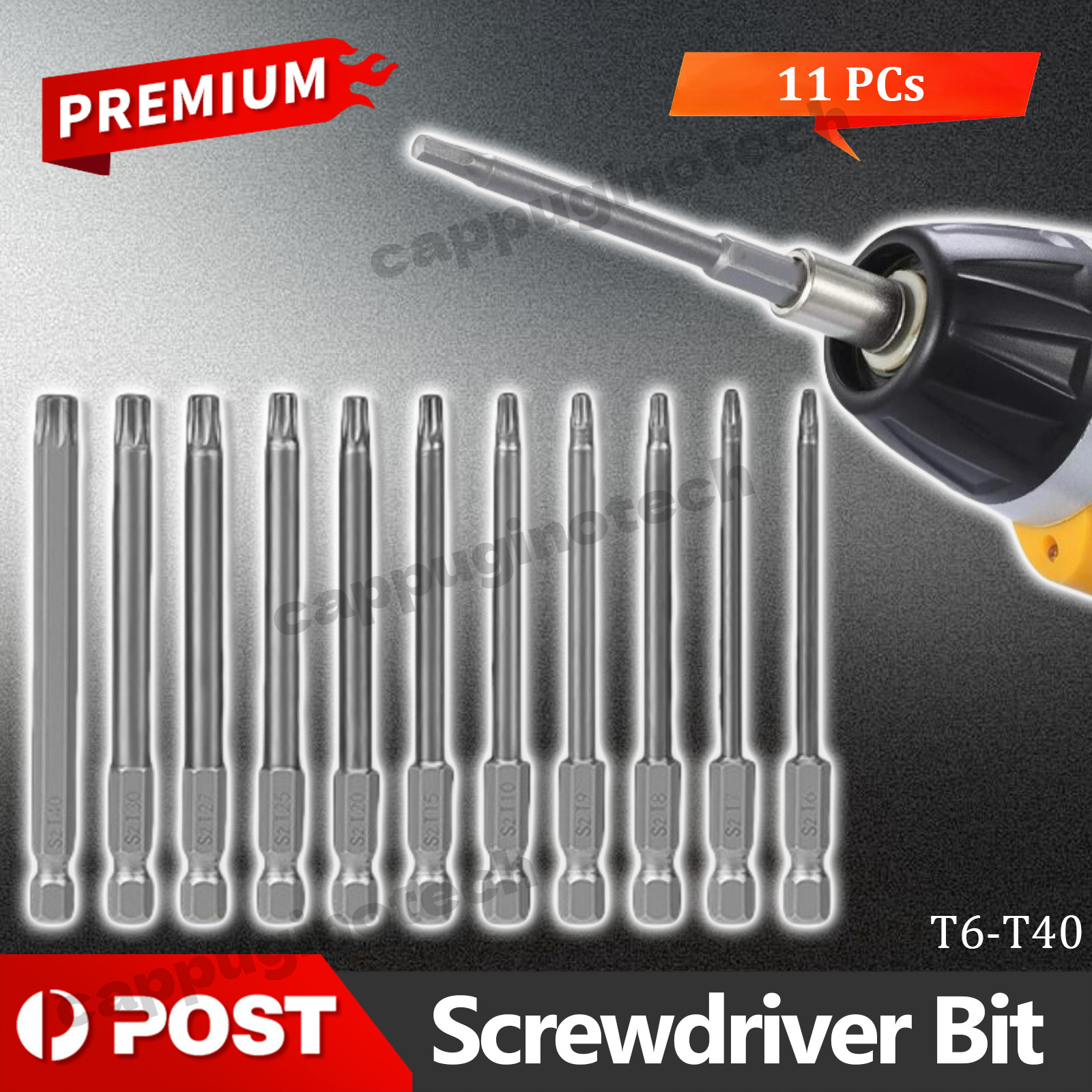Xpressbuyers Torx Screwdriver Bit Set 100mm Long T6-T40 Star Head Temper Proof