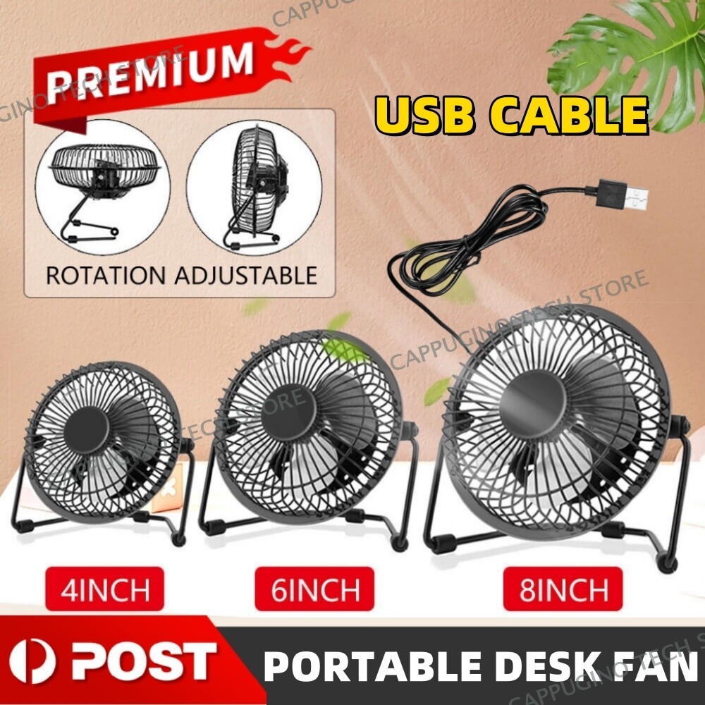 4/6/8 inch Portable USB Table Fan Mini Desk Small Quiet Personal Cooler Cooling
