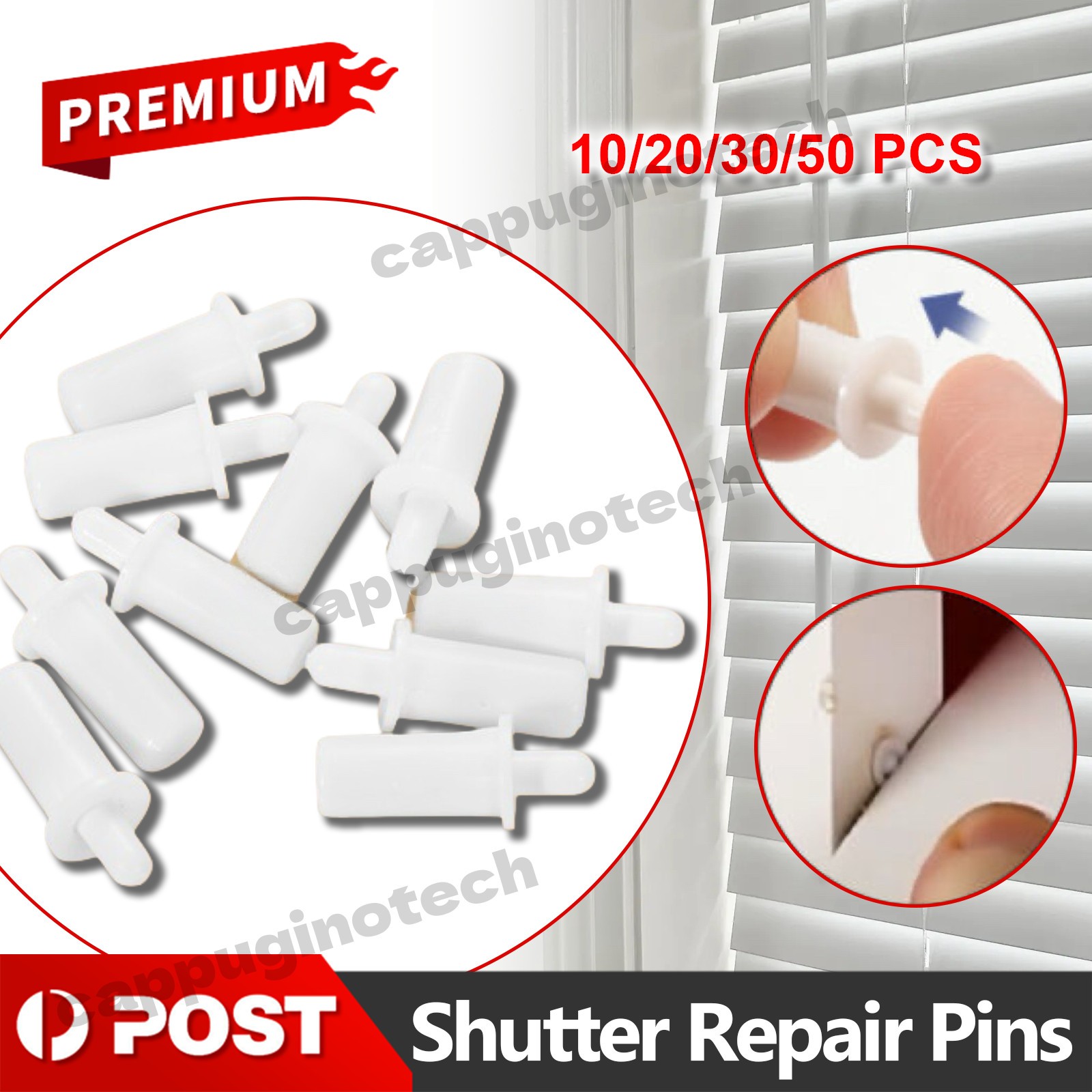 10 50X Spring Loaded Replacement Pins For Plantation Shutter Louver Repair White