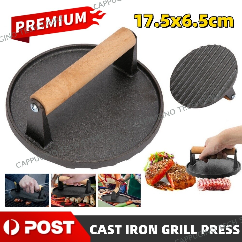 7 Heavy Duty Burger Press W/ Solid Wood Handle for Meat Smasher Hamburger Steak