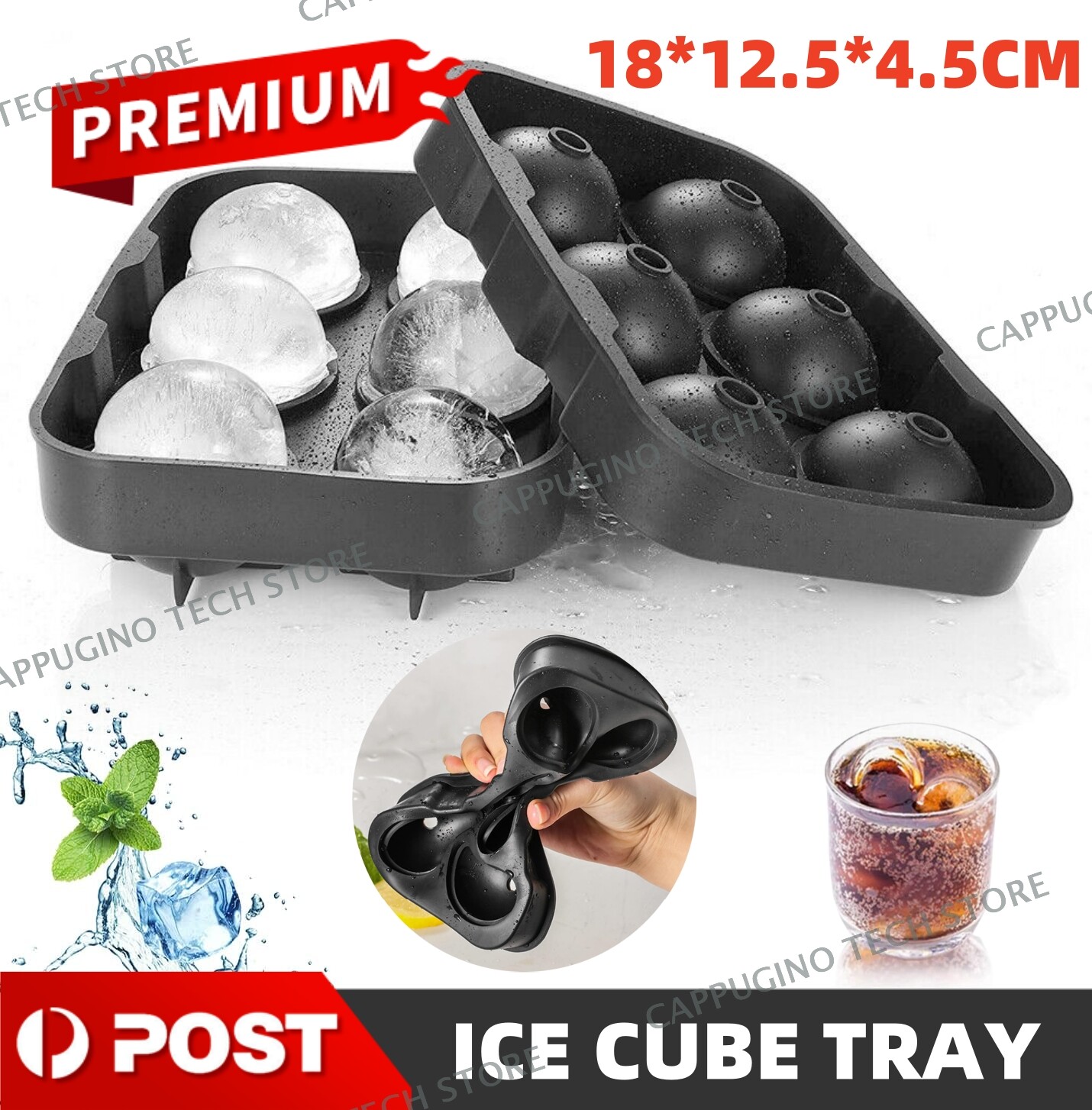 Large Ice Cube Tray Ball Maker Big Silicone Mold Sphere Whiskey Round Mould DIY