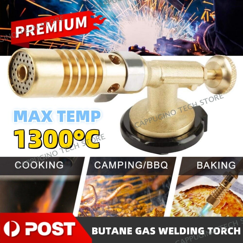 Butane Gas Welding Torch Blow Lighter Flame Gun Burner Camping BBQ Baking Brass