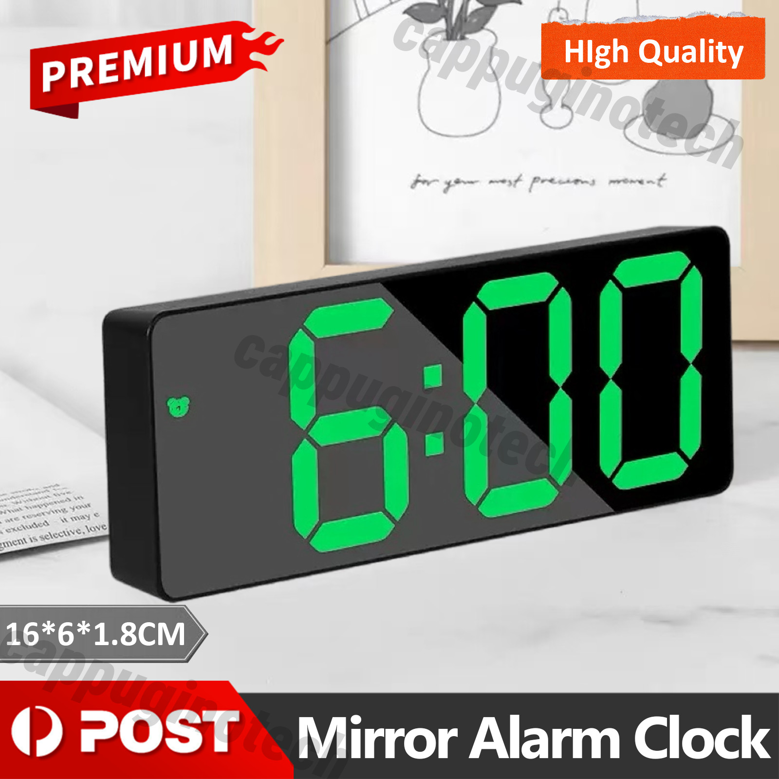 Digital Bedside LED Snooze Alarm Clock Time Temperature Day/Night Desktop Modern