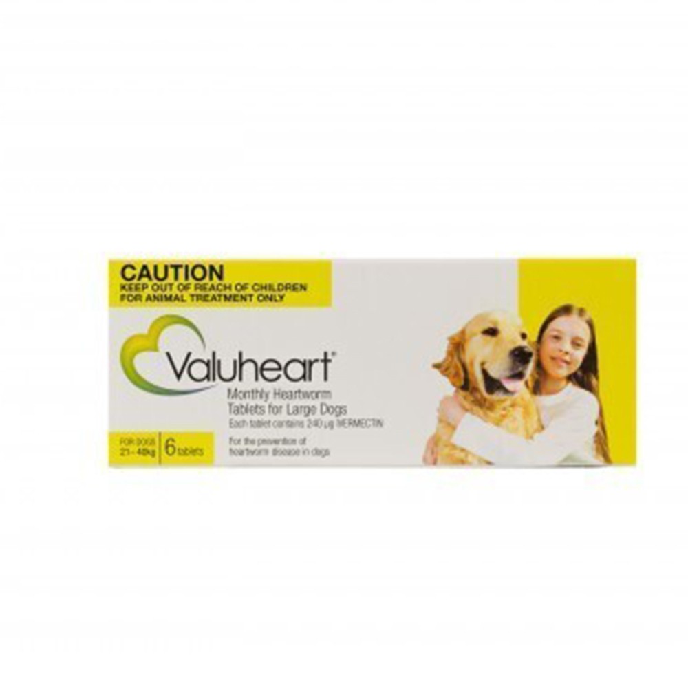 Valuheart for Large Dogs 21-40kg Heartworm Tablet Gold 6 Pack Flea Tick Remedies