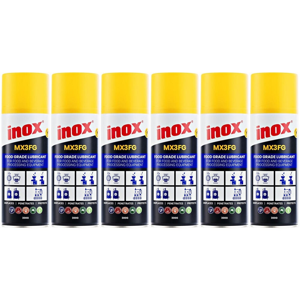 Inox 6 Pack MX3FG Food Grade Multi-Purpose Lubricant Aerosol Spray 300g N/A