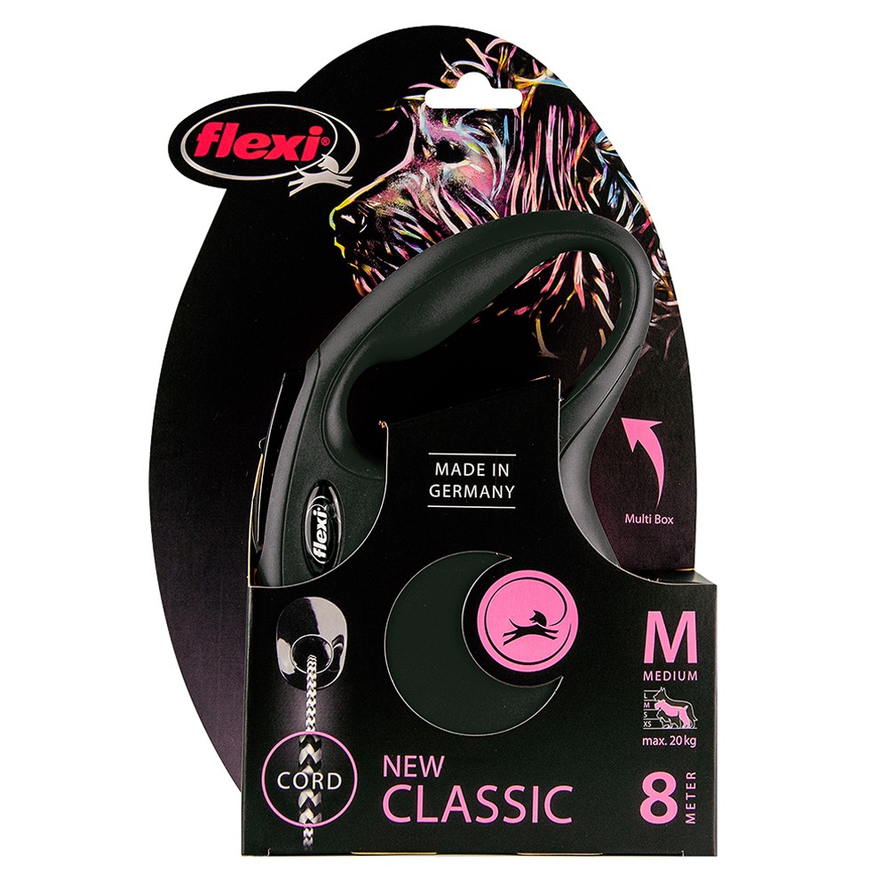 Flexi Classic Retractable Cord Dog Lead Black Medium 8m N/A Other Pet Supplies