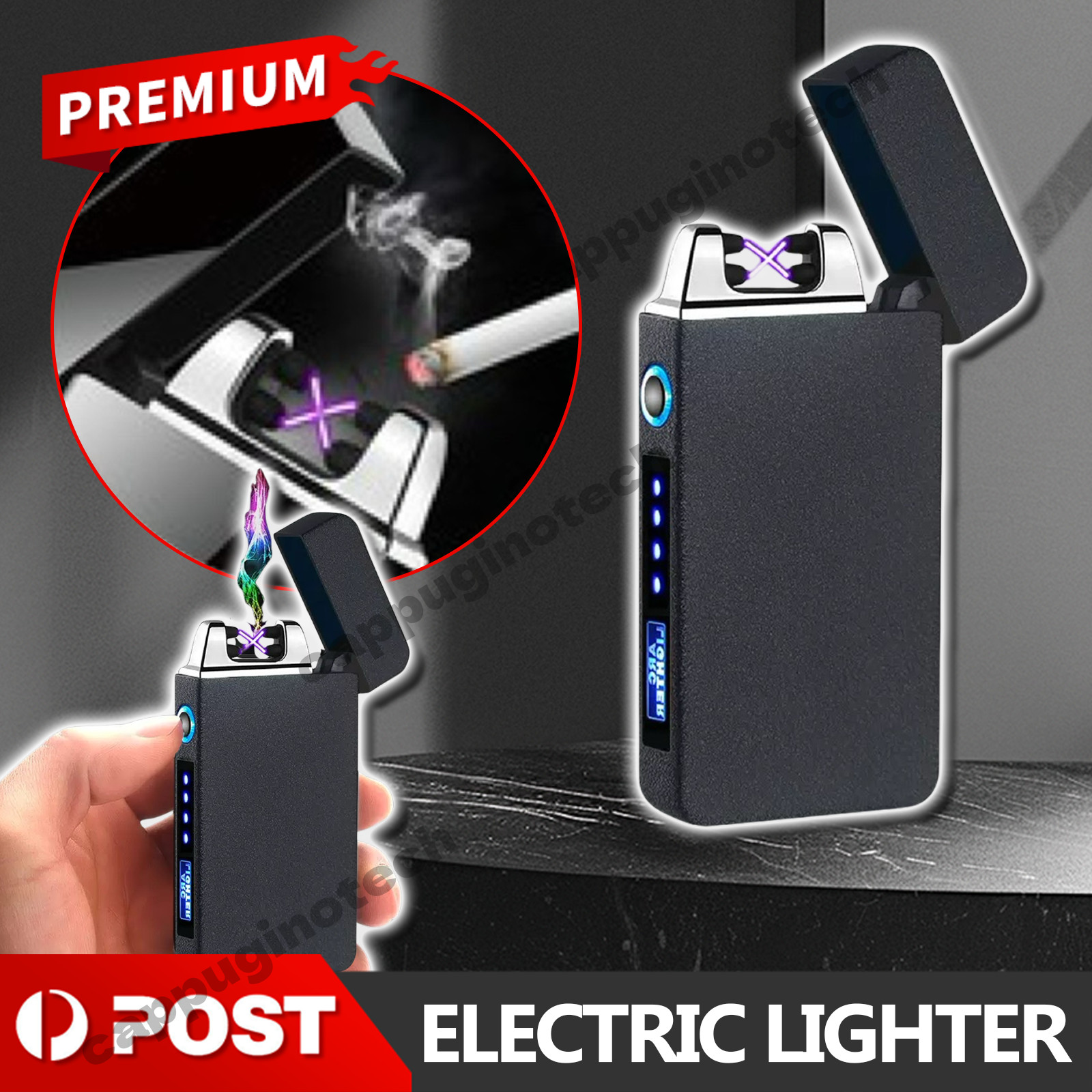 Electric Lighter Dual Arc Plasma USB Rechargeable Windproof Flameless AU