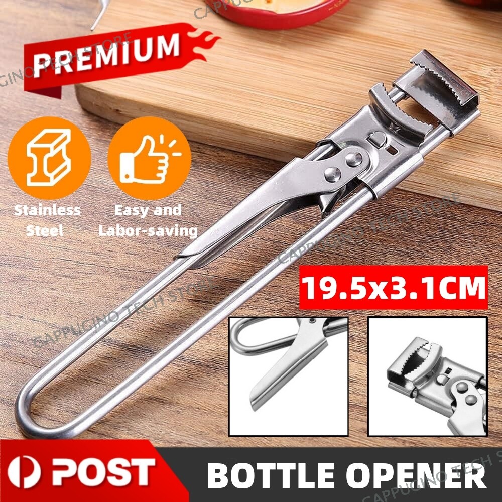 Bottle Opener Multifunctional Beer Adjustable Stainless Steel Jar Lid Gripper AU