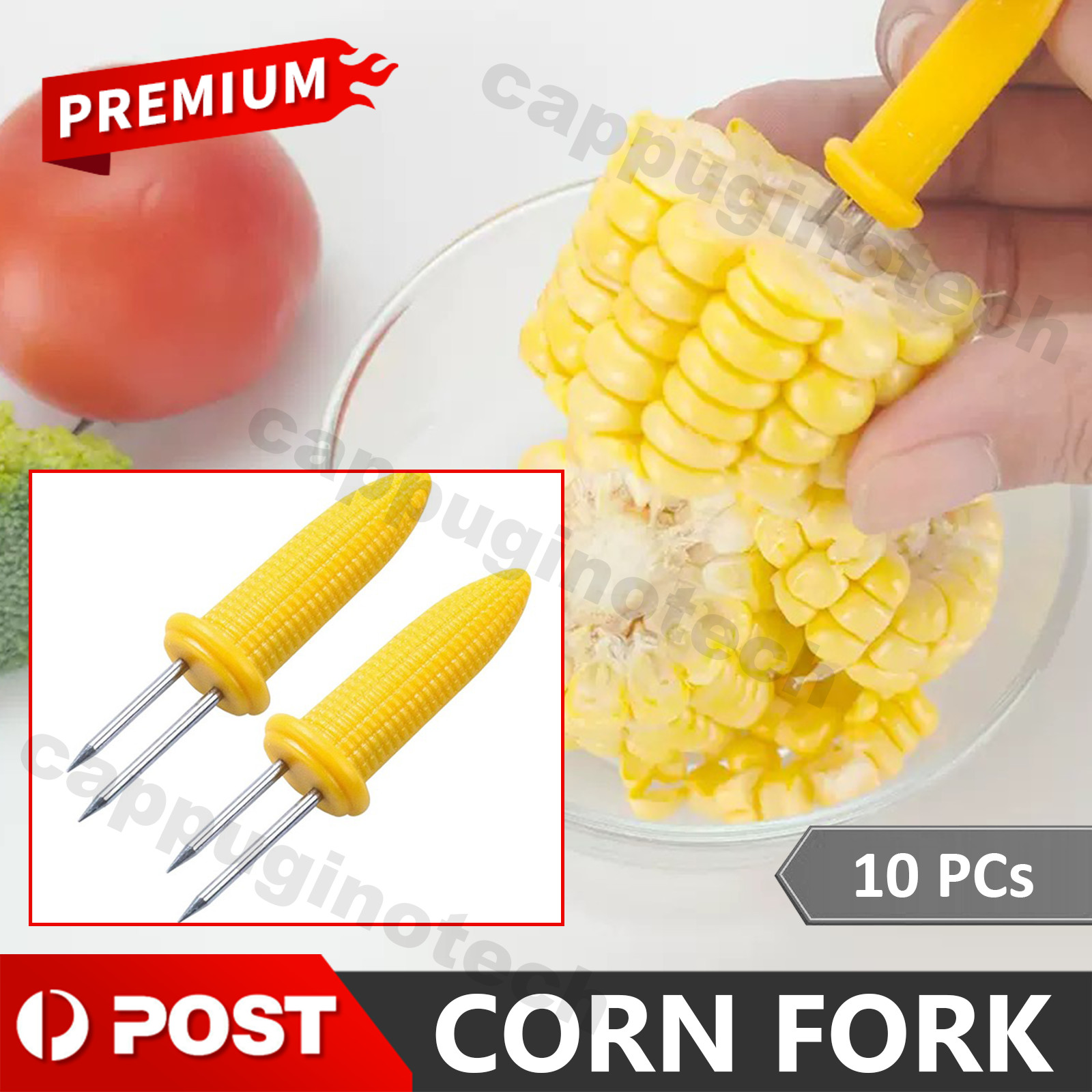 PARTY BESTBUY 10x Corn Cob Holders Skewers Barbecue Fork Fruit BBQ Kitchen Steel