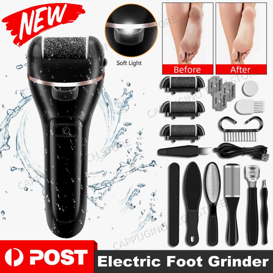 Electric Care Pedicure Foot File Hard Dead Skin Callus Remover Grinder Black