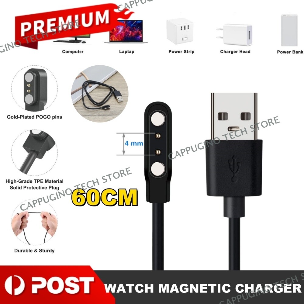 2-Pin Universal USB Data Charging Cable Magnetic Charger For Smart Watch 60CM AU