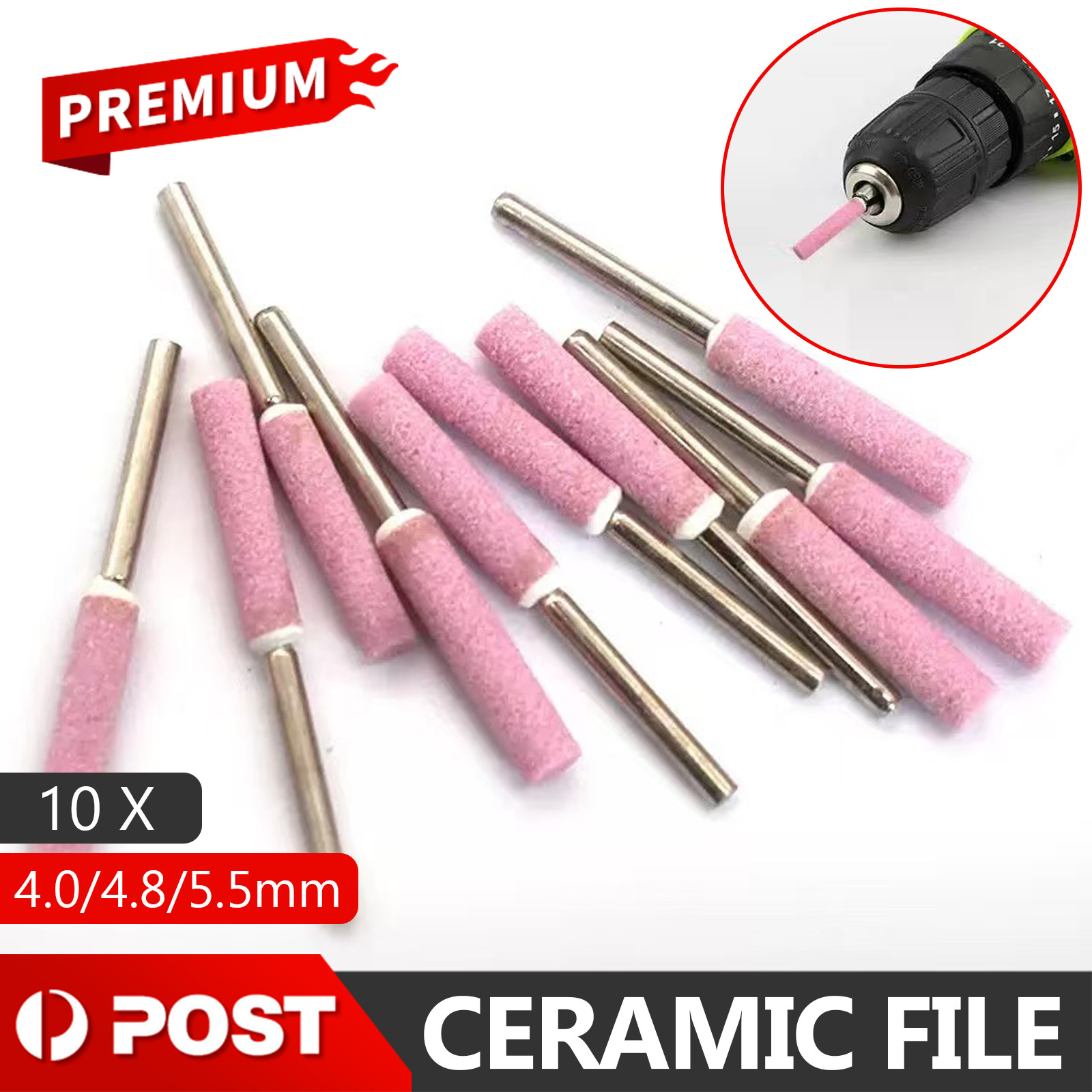 Upto 10 Chainsaw Sharpener Burr Grinding Stone File Chain Sharpening 4/4.8/5.5mm
