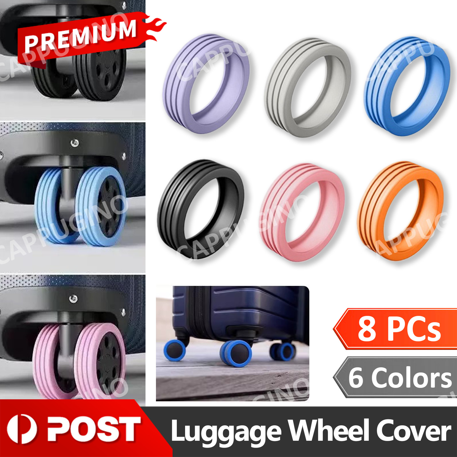 8Pcs Luggage Wheel Silicone Covers Protection Extend Suitcase Lifespan AU 8 Pink