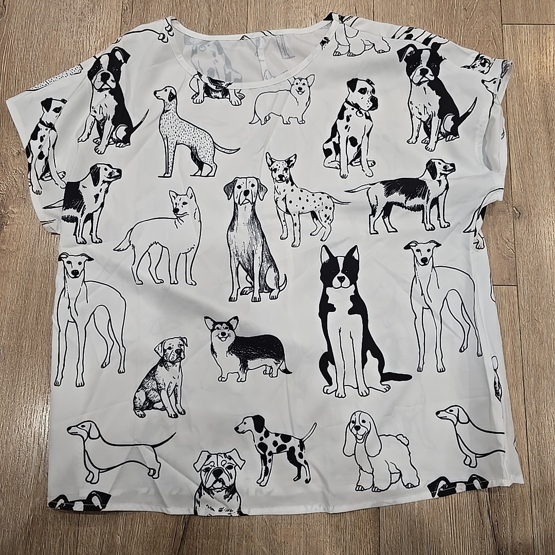 Dog Cat Shirt Womens Medium Black White