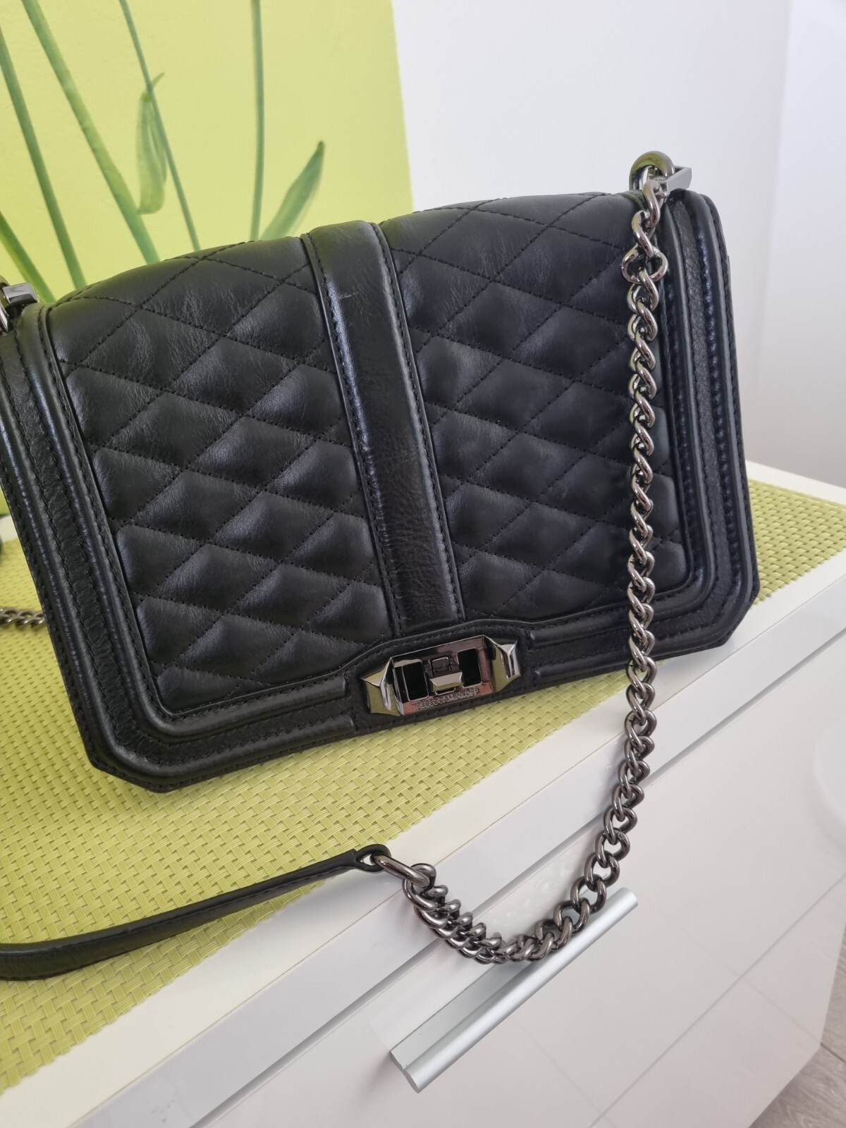 Rebecca Minkoff Black Bag Used Once Excellent Condition  Leather Chain Strap