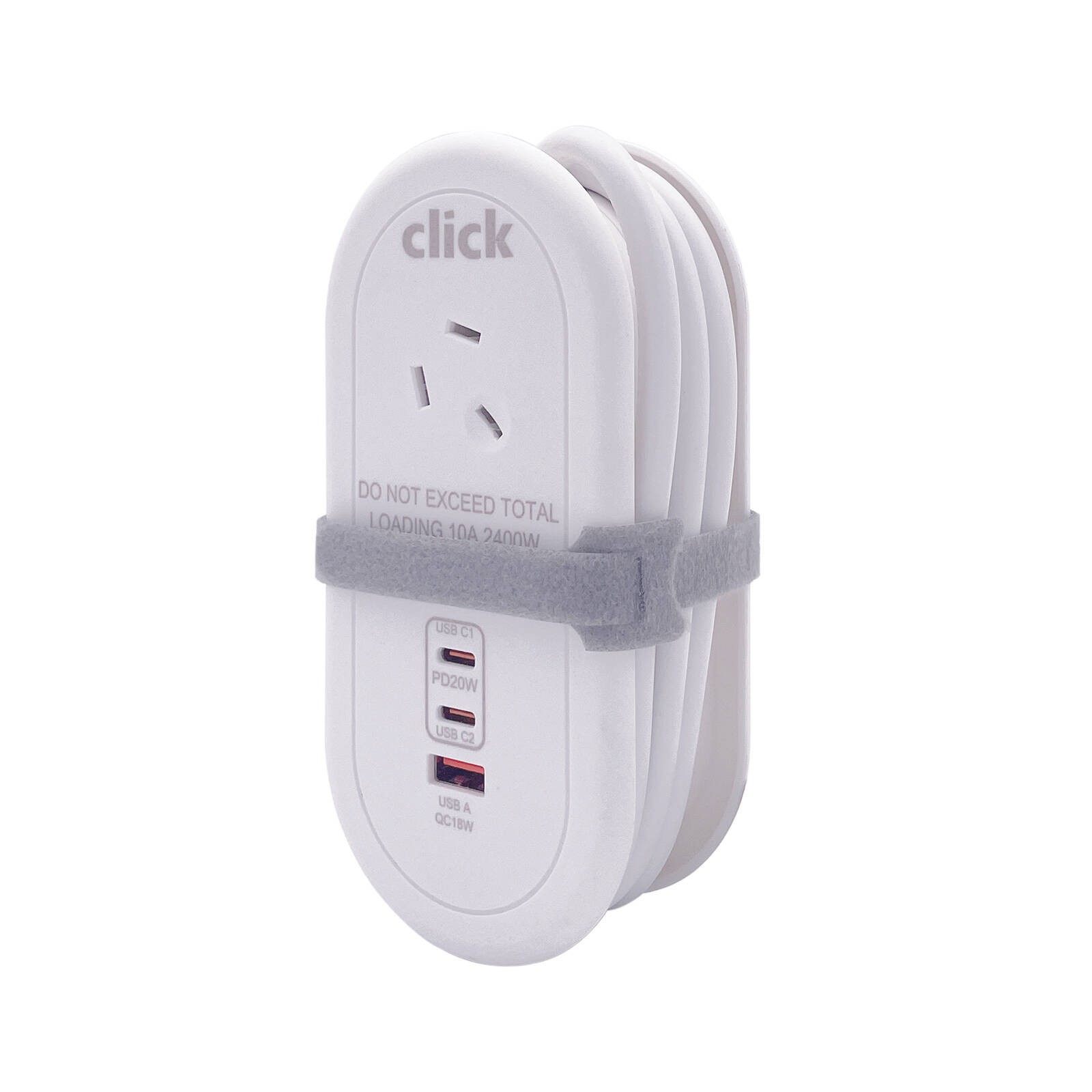 Click 2 Outlet Power Board With PD20W USB Charger Car Charger