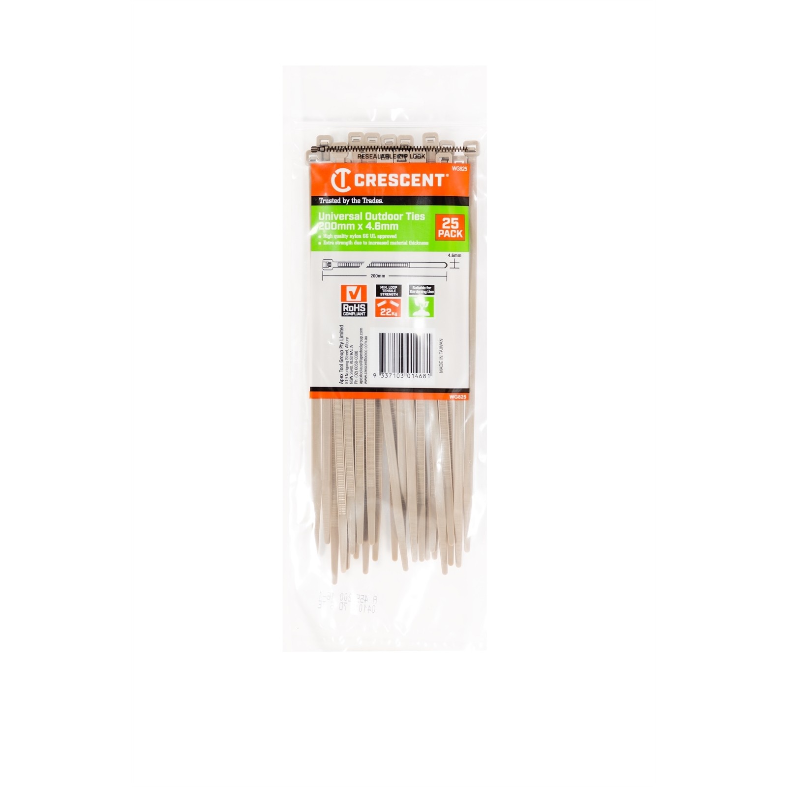 Crescent 200 x 4.6mm Outdoor Cable Ties of 25 2 pcs Car Wiring Adapter