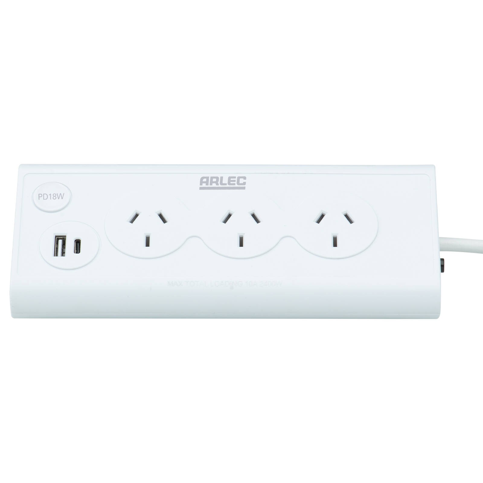 Arlec 3 Outlet Triangular Powerboard With PD18W Fast Charging USBs Car Charger