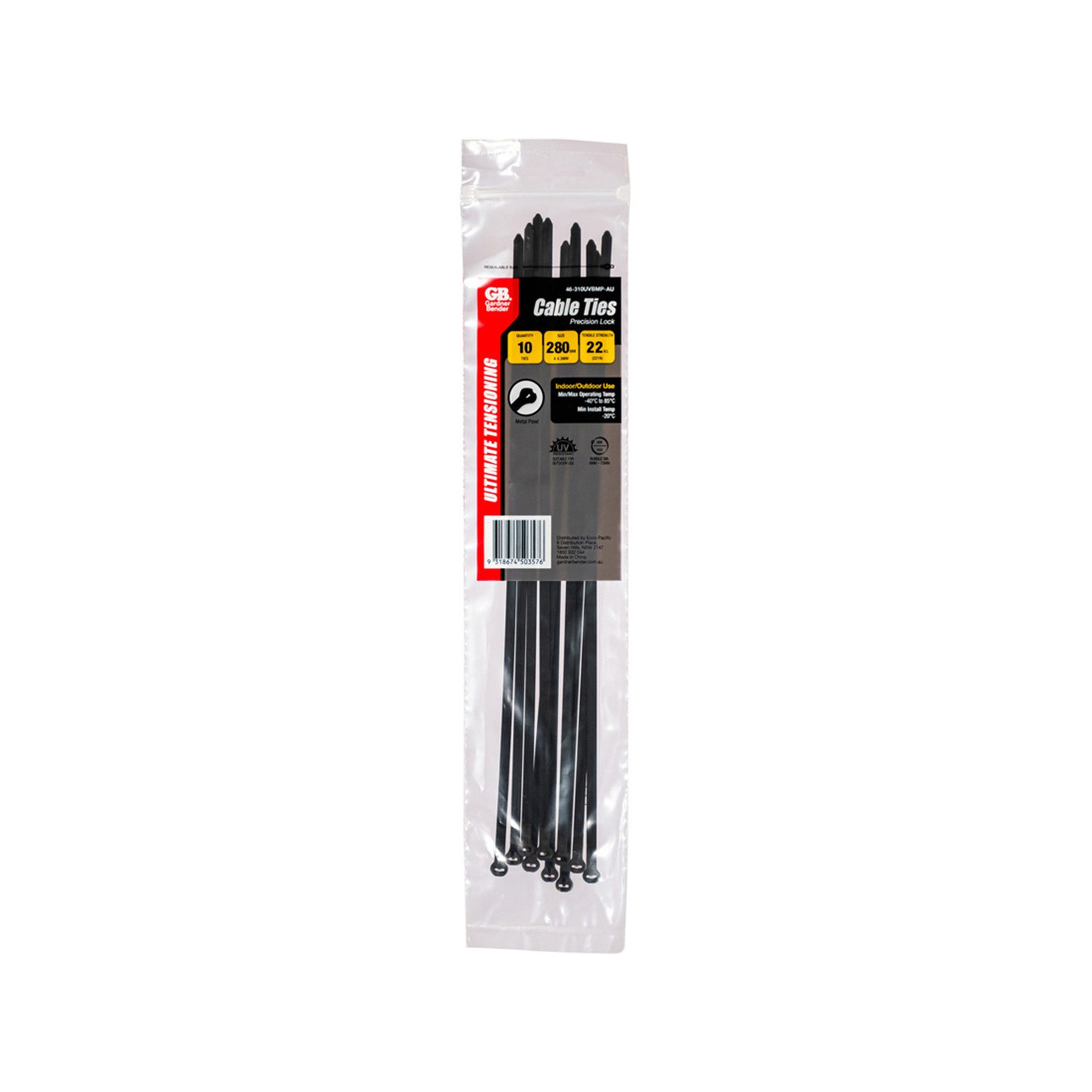 Gardner Bender 280mm Black Precise Lock Cable Ties 2 pcs Car Wiring Adapter