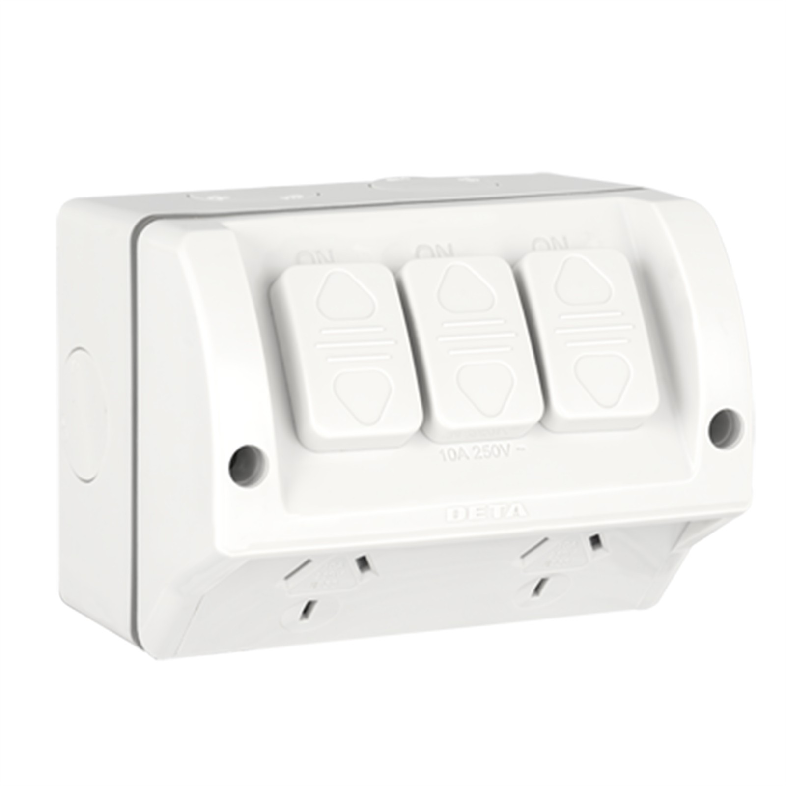 Deta 240V 10 Amp Double Outlet Outdoor Powerpoint With Extra Switch