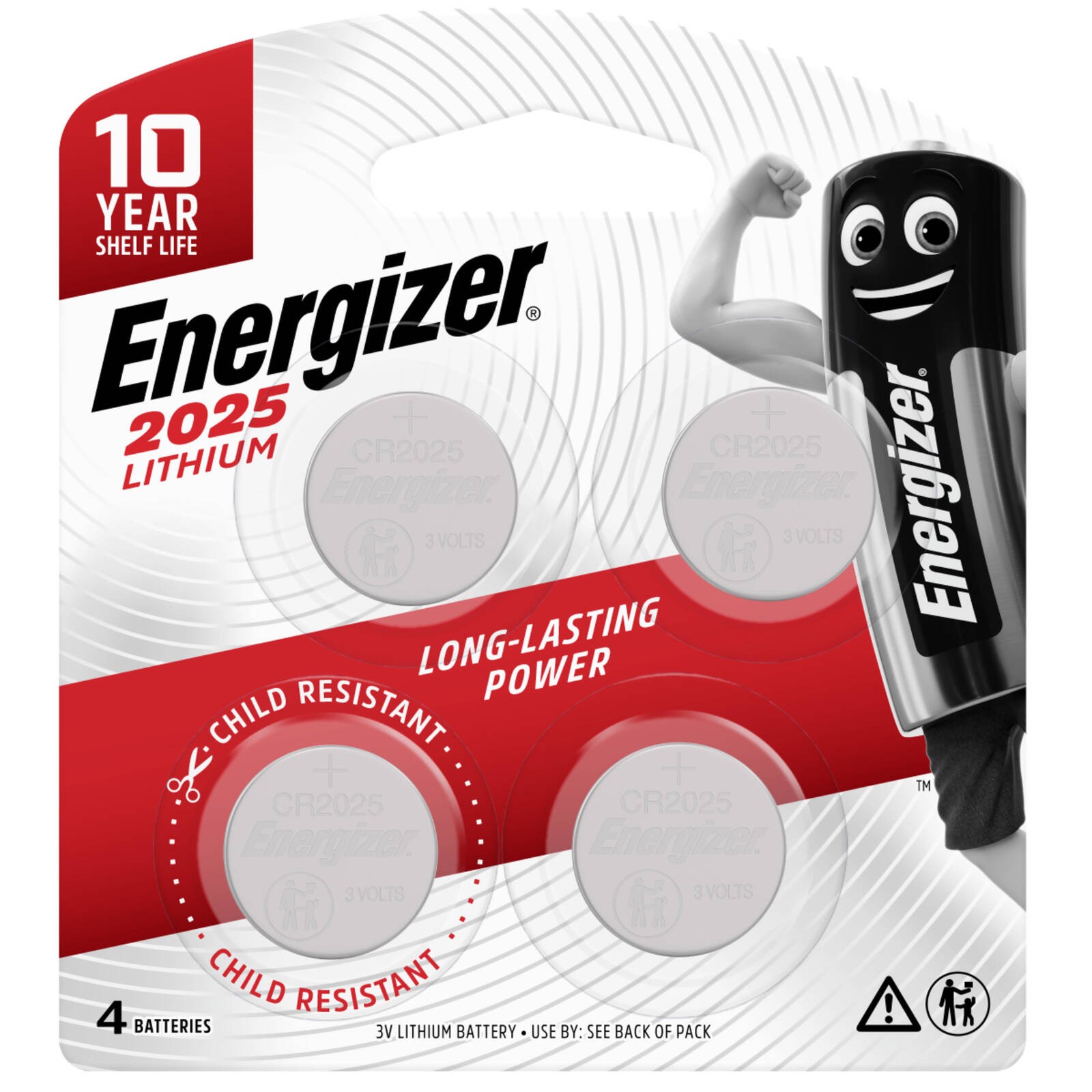 Energizer 2025 Lithium Coin Battery - 4 pieces