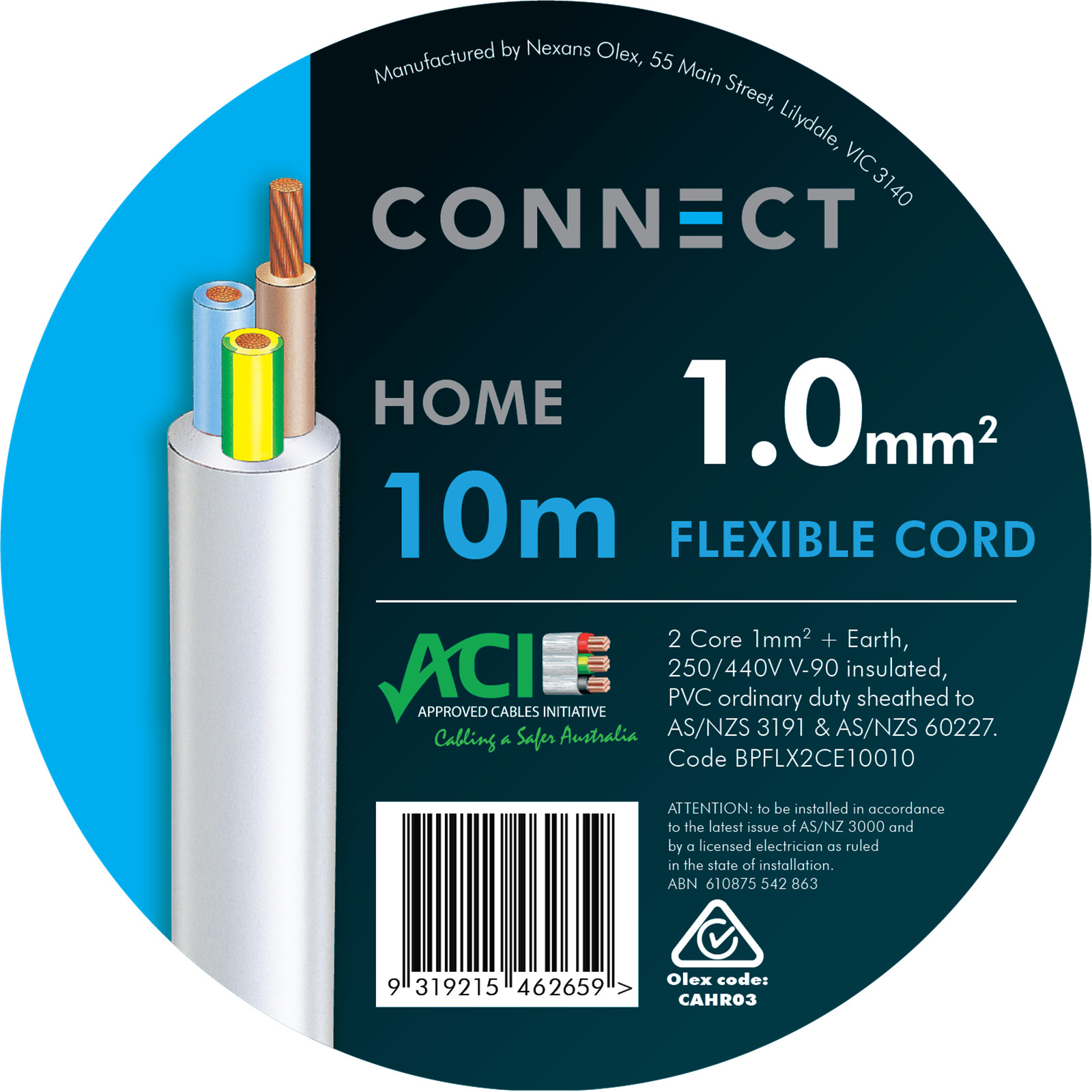 Cable Elec Flex 3core Connect 1mmx10m Bpflx2ce10010 Car Wiring Adapter
