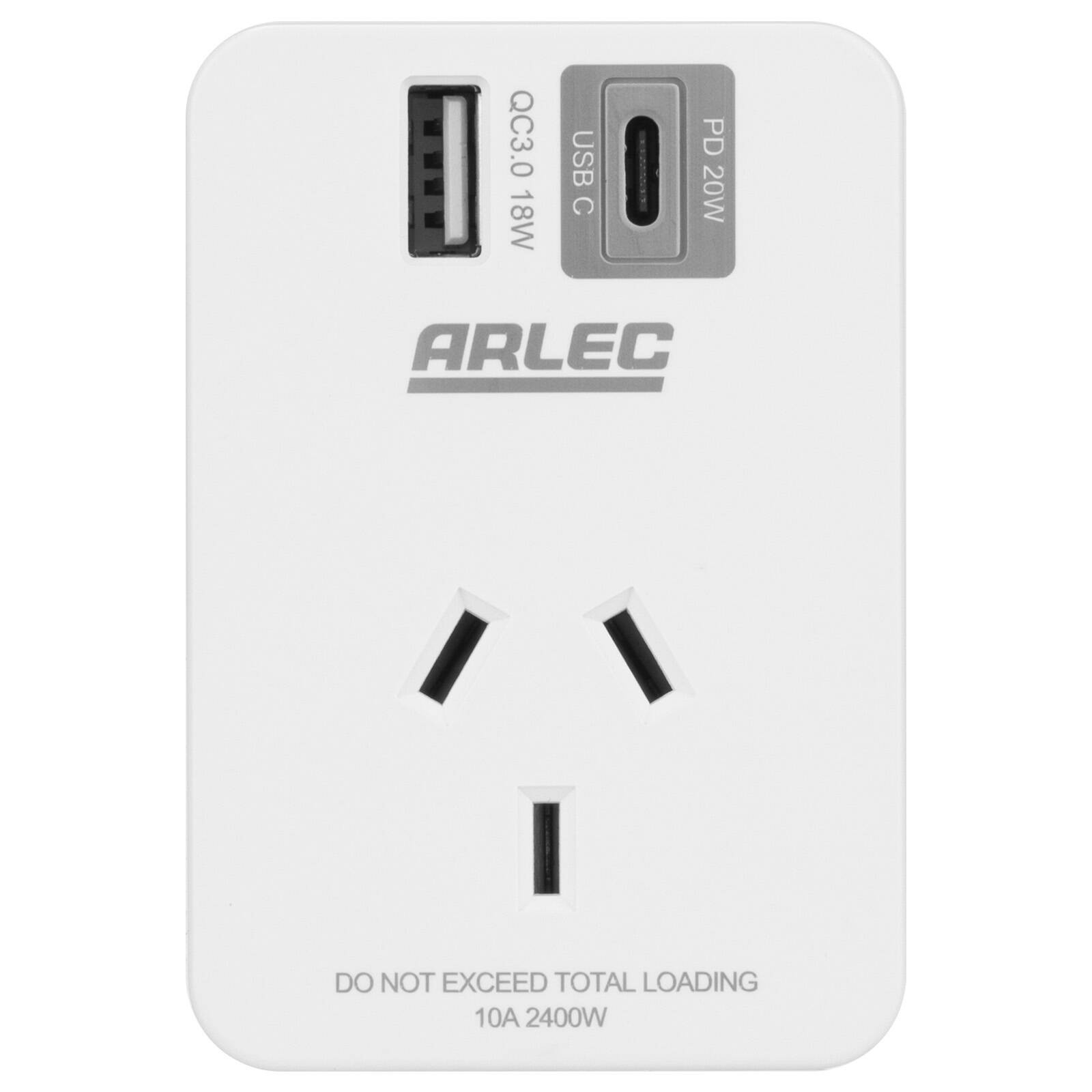 Arlec Power Adapter with Rapid Charging USB A and C PD20W Car Wiring Car Charger