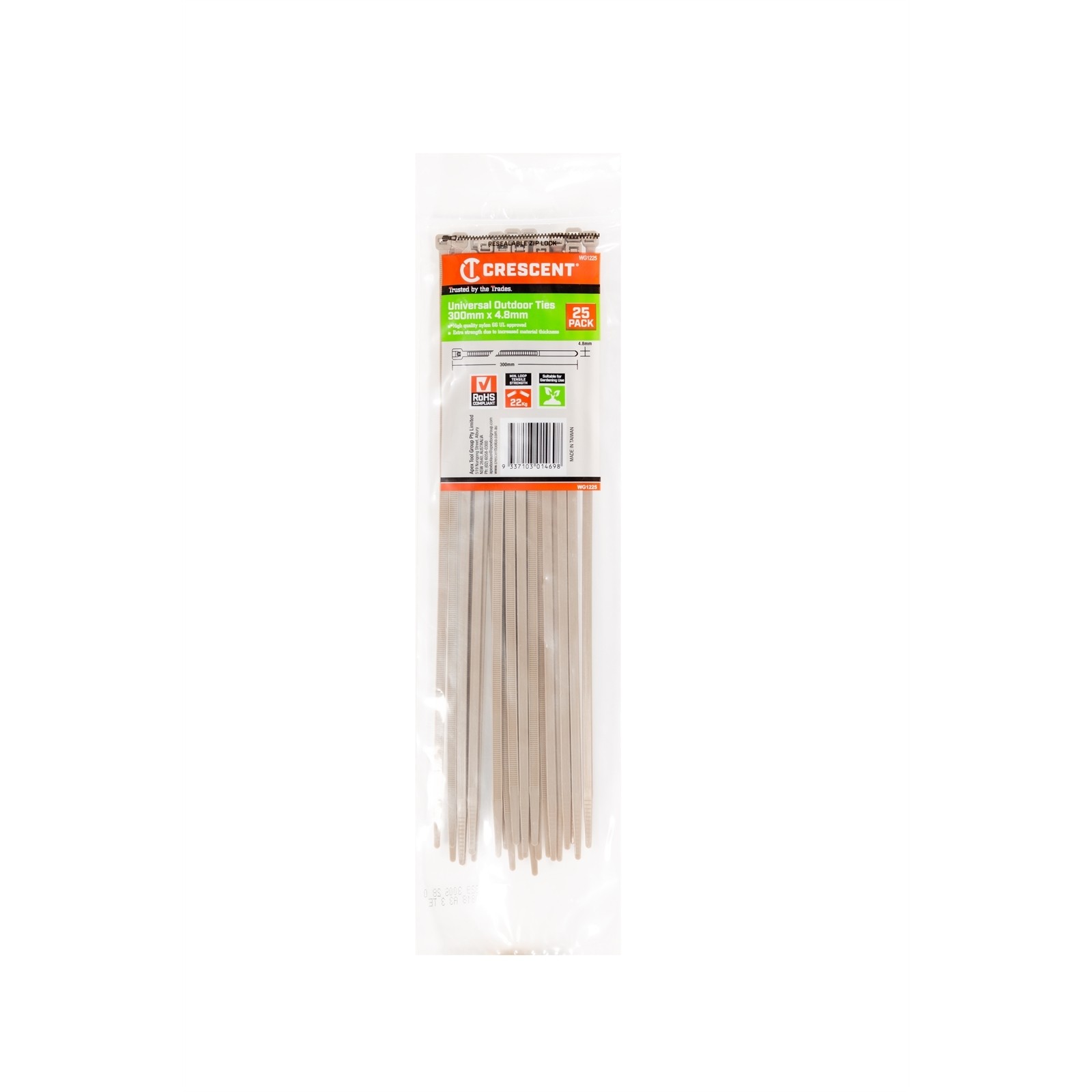 Crescent 300 x 4.8mm Outdoor Universal Cable Ties - 25 pieces Car Wiring Adapter