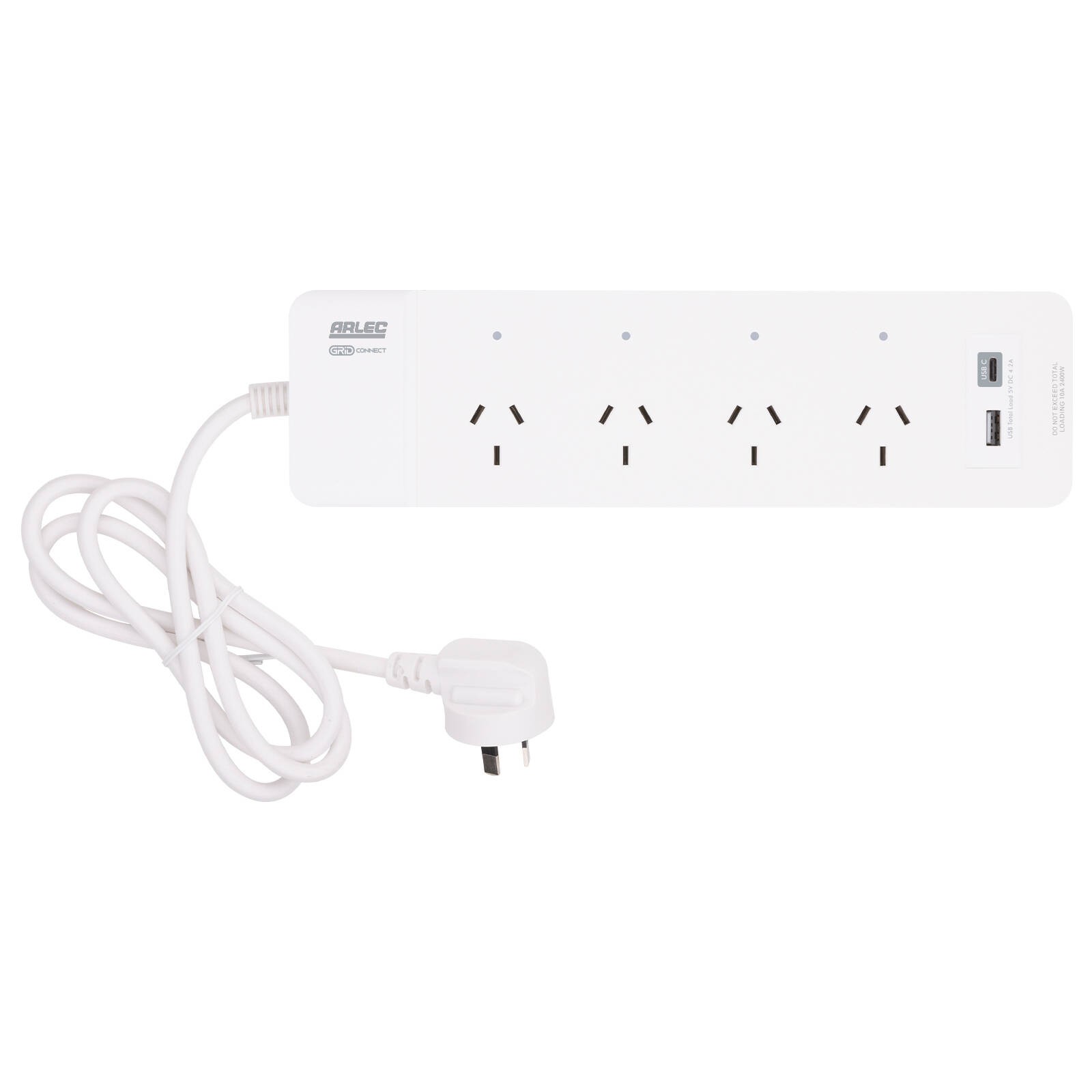 Arlec Grid Connect Smart 4 Outlet Powerboard With USB A And C Charger