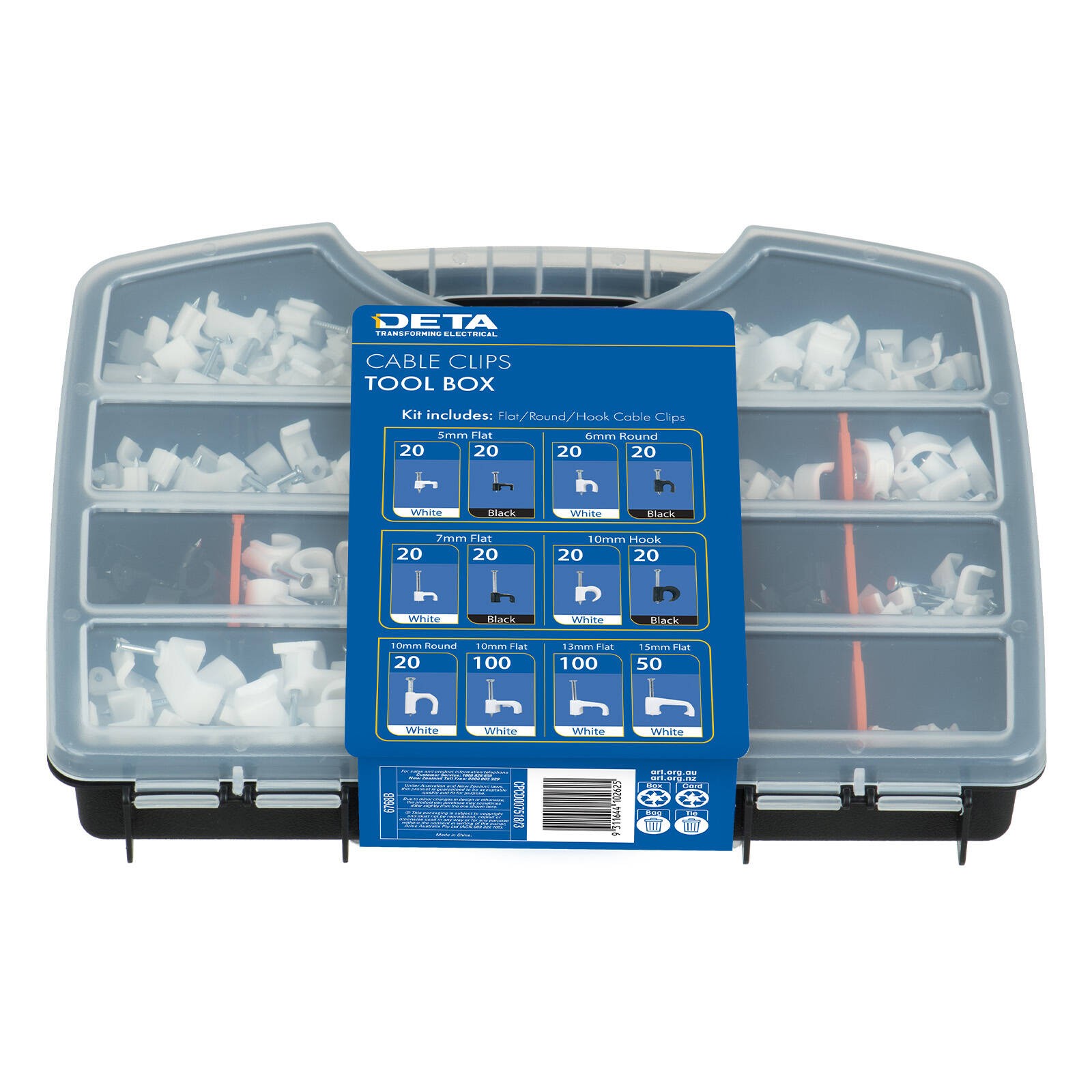 DETA Cable Clip Tool Box - 430 Pack(1) Car Wiring Adapter Workshop Tool