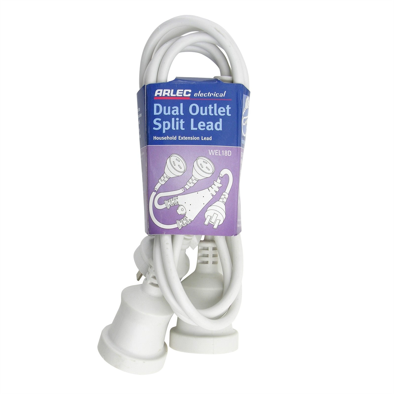 Arlec 1.8m Domestic Dual Outlet Split Extension Lead Workshop Tool