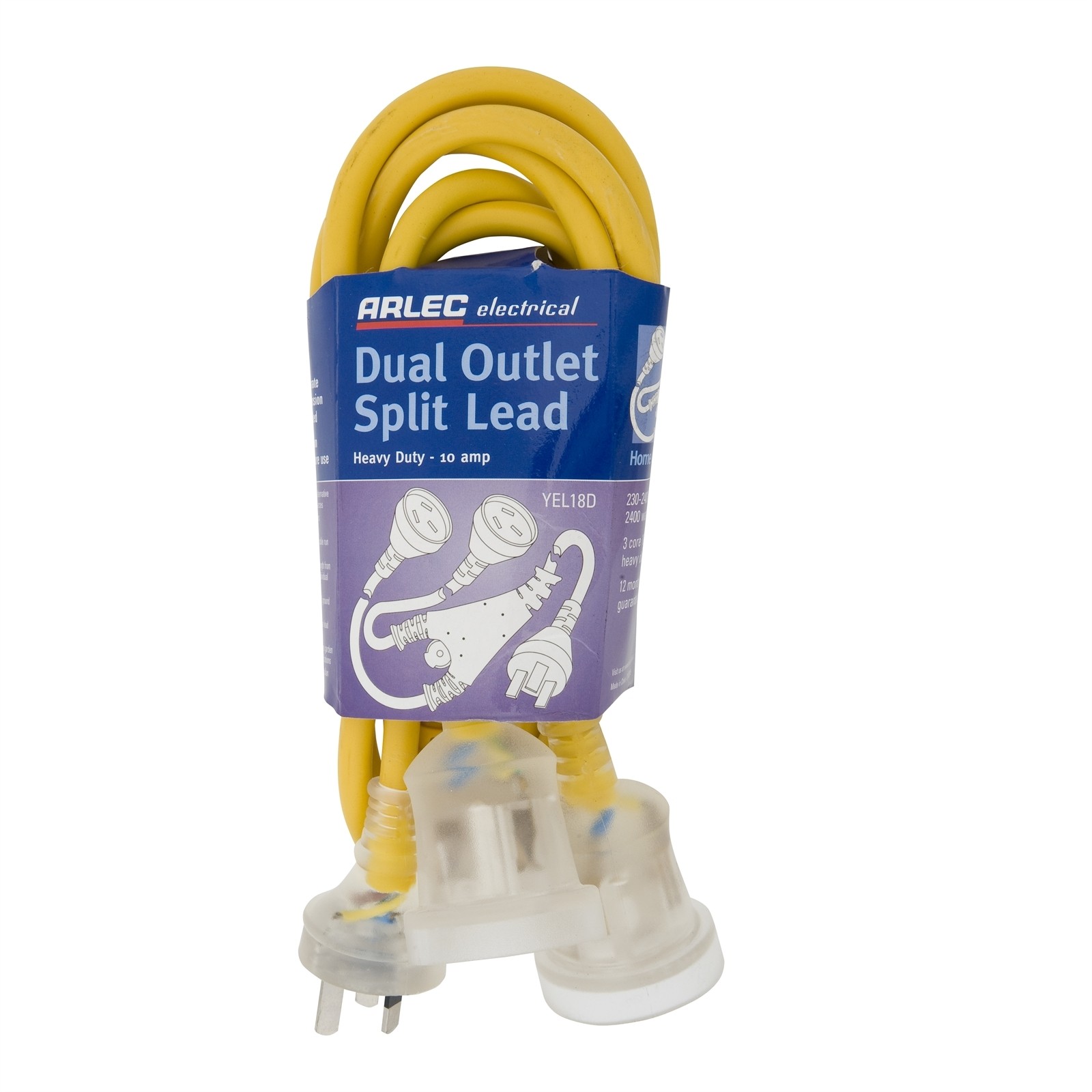 Arlec 1.8m Heavy Duty Dual Output Split Extension Lead Workshop Tool