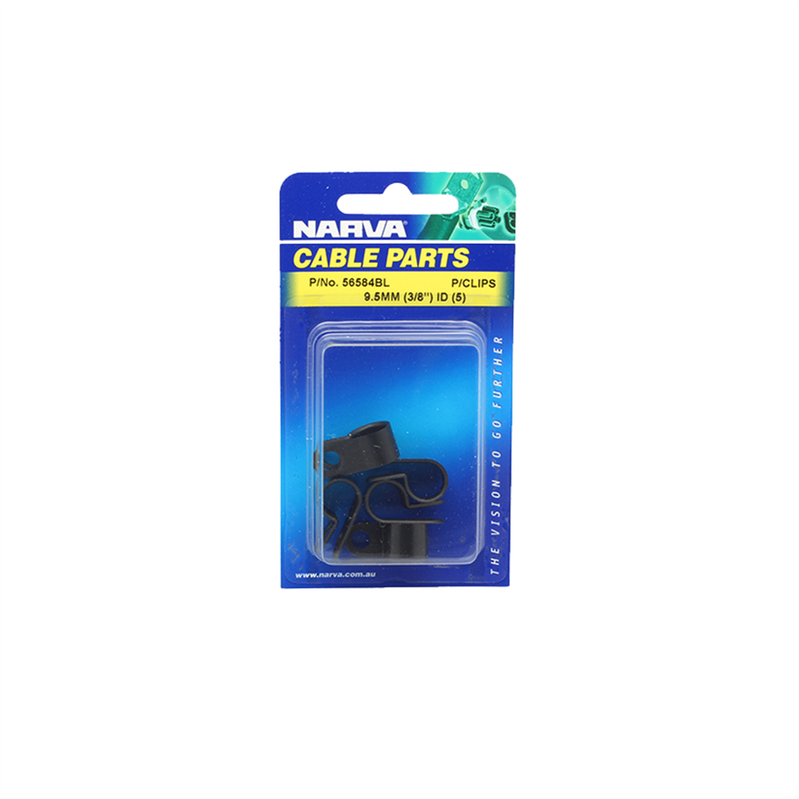 Narva 9.5mm (3/8") Black UV Weather Resistant Nylon Cable Clamps 2 pcs Adapter