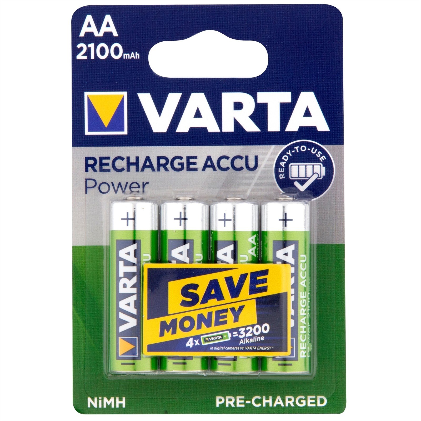 Varta AA 2100mAh Rechargeable Batteries - 4 pieces