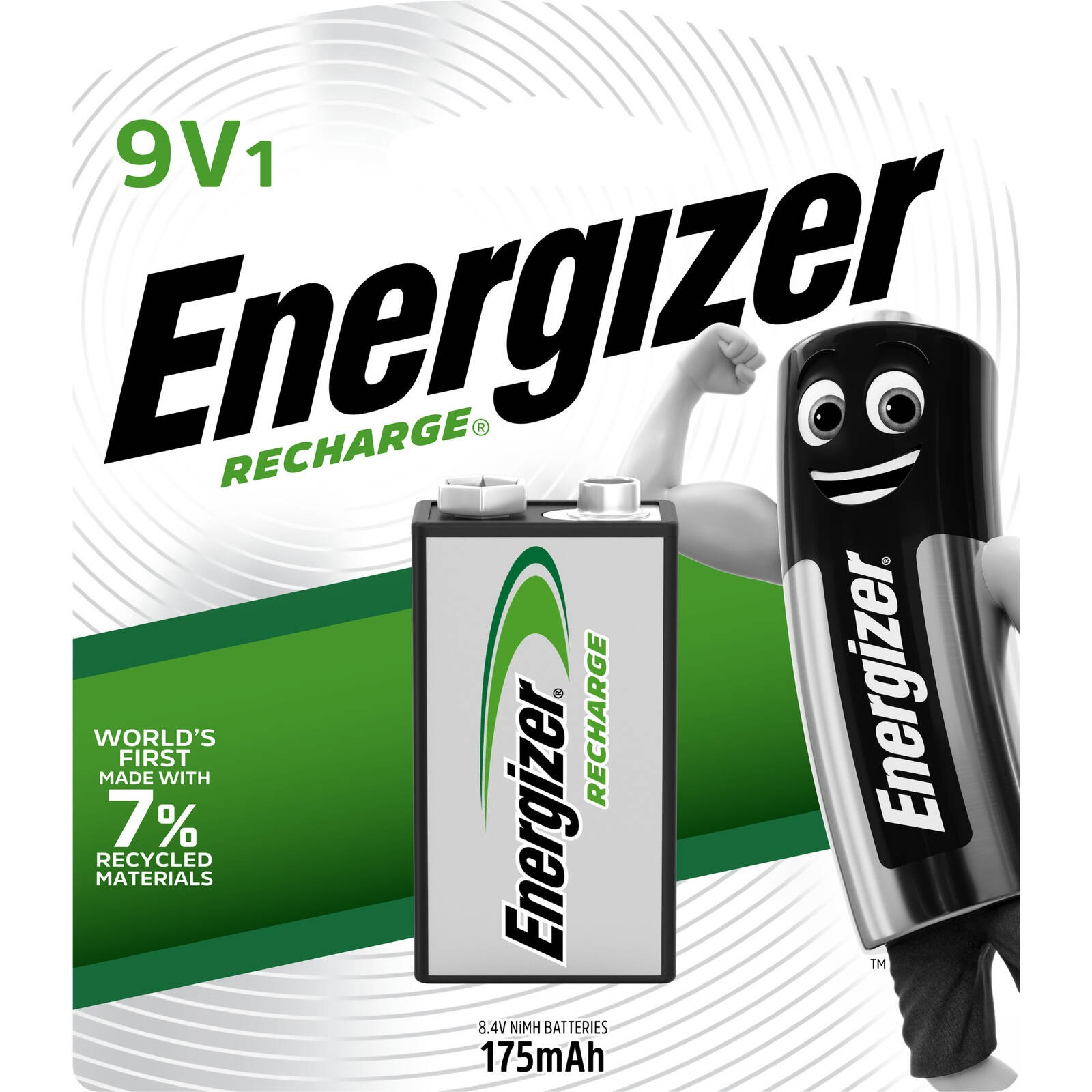 Energizer Recharge 9V Battery - 1 piece
