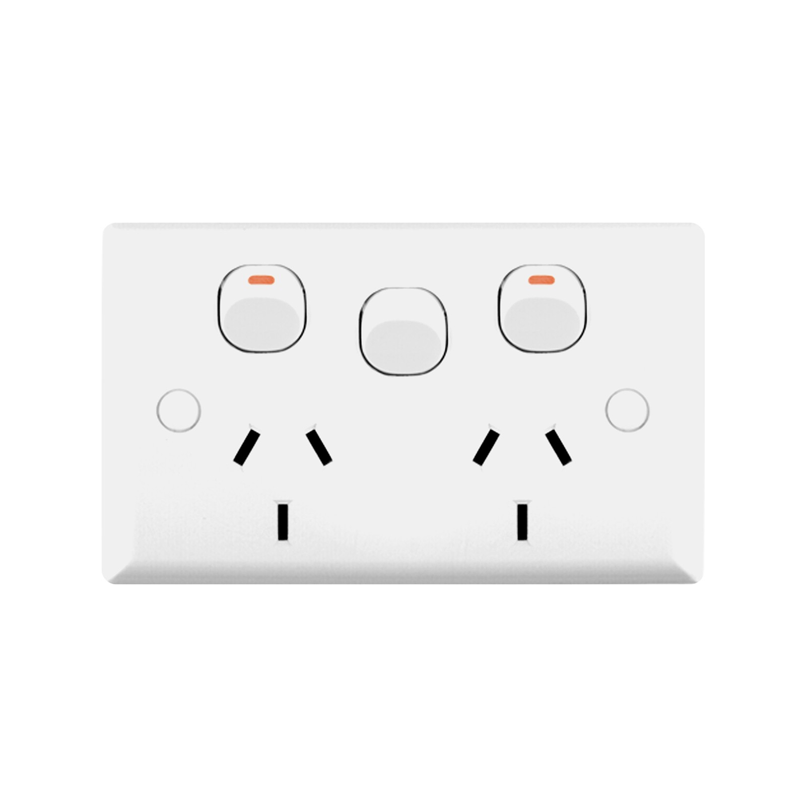 DETA White Solid Plate Double Power Point With Extra Switch