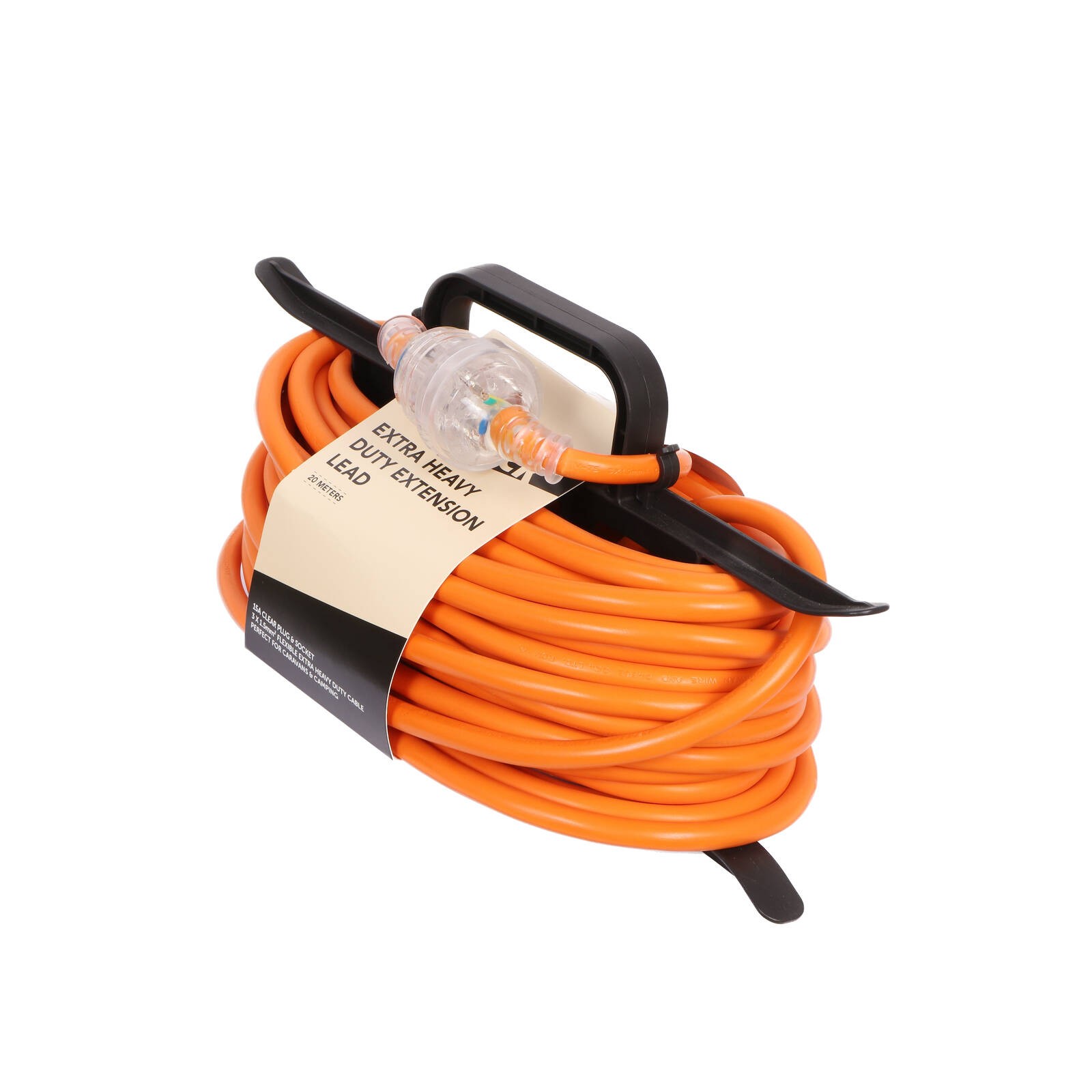 Click 20m Extra Heavy Duty Extension Caravan Lead with Cable Tidy Car Wiring