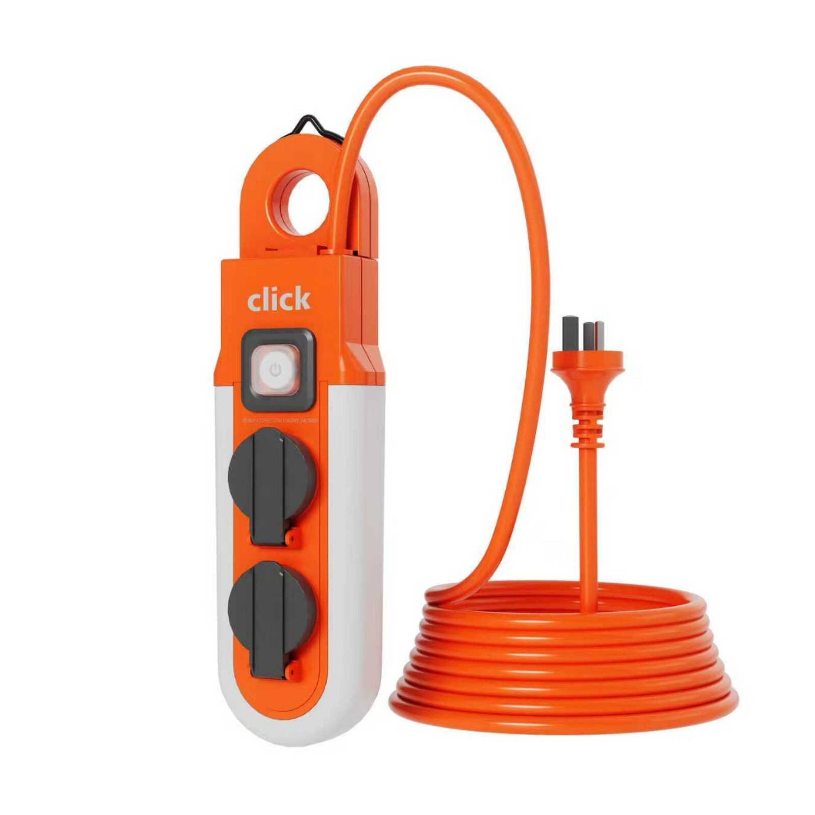 Click 2 Outlet Power Socket Light With Hanger Workshop Tool