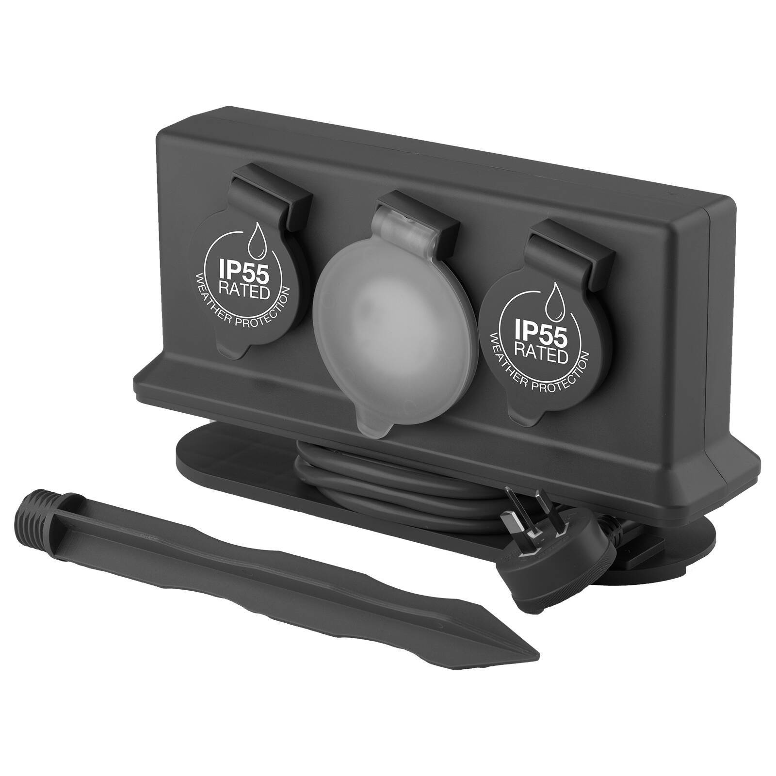 Arlec 4 Outlet Outdoor Powerboard With Timer And Removable Garden Stake