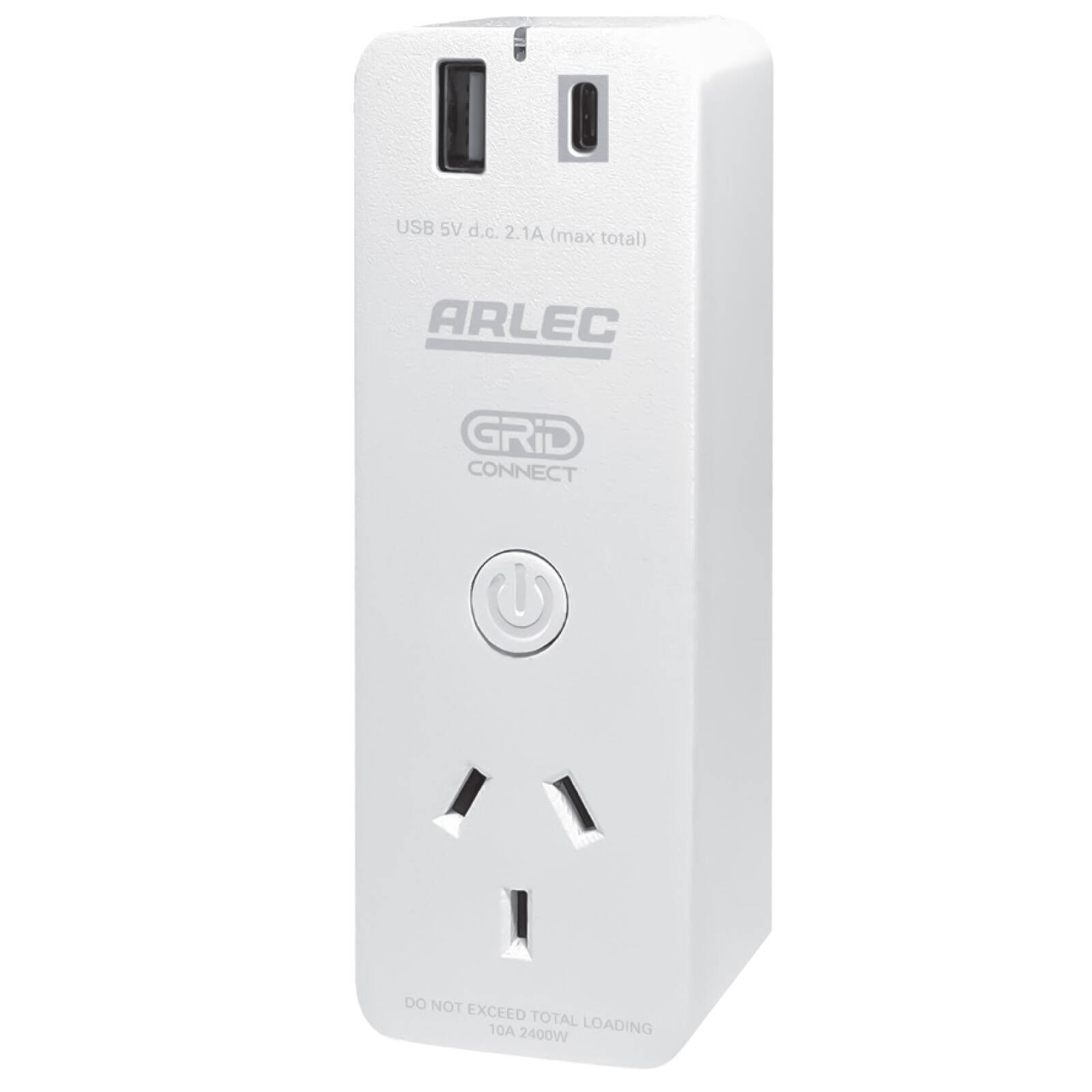 Arlec Grid Connect Smart Plug In Socket With USB Car Charger Workshop Tool