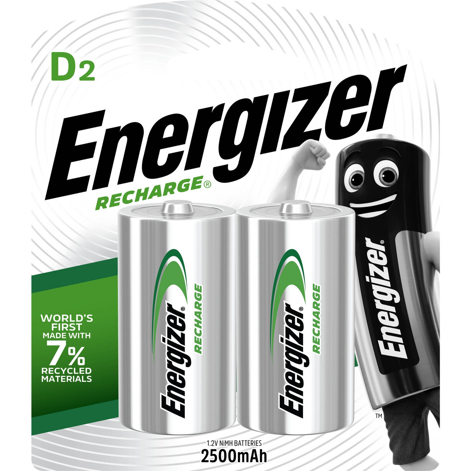 Energizer Recharge D Batteries - 2 pieces