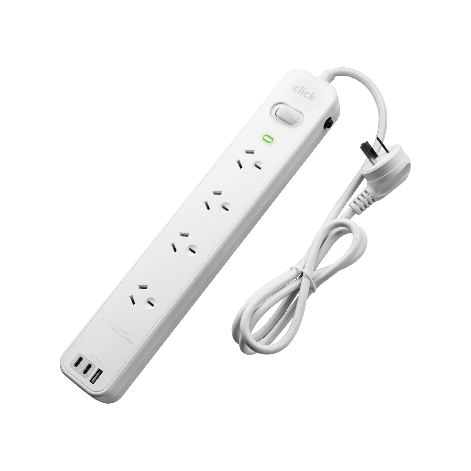 Click PD45W 4 Outlet Powerboard With USB-C And USB-A Outlets Car Charger